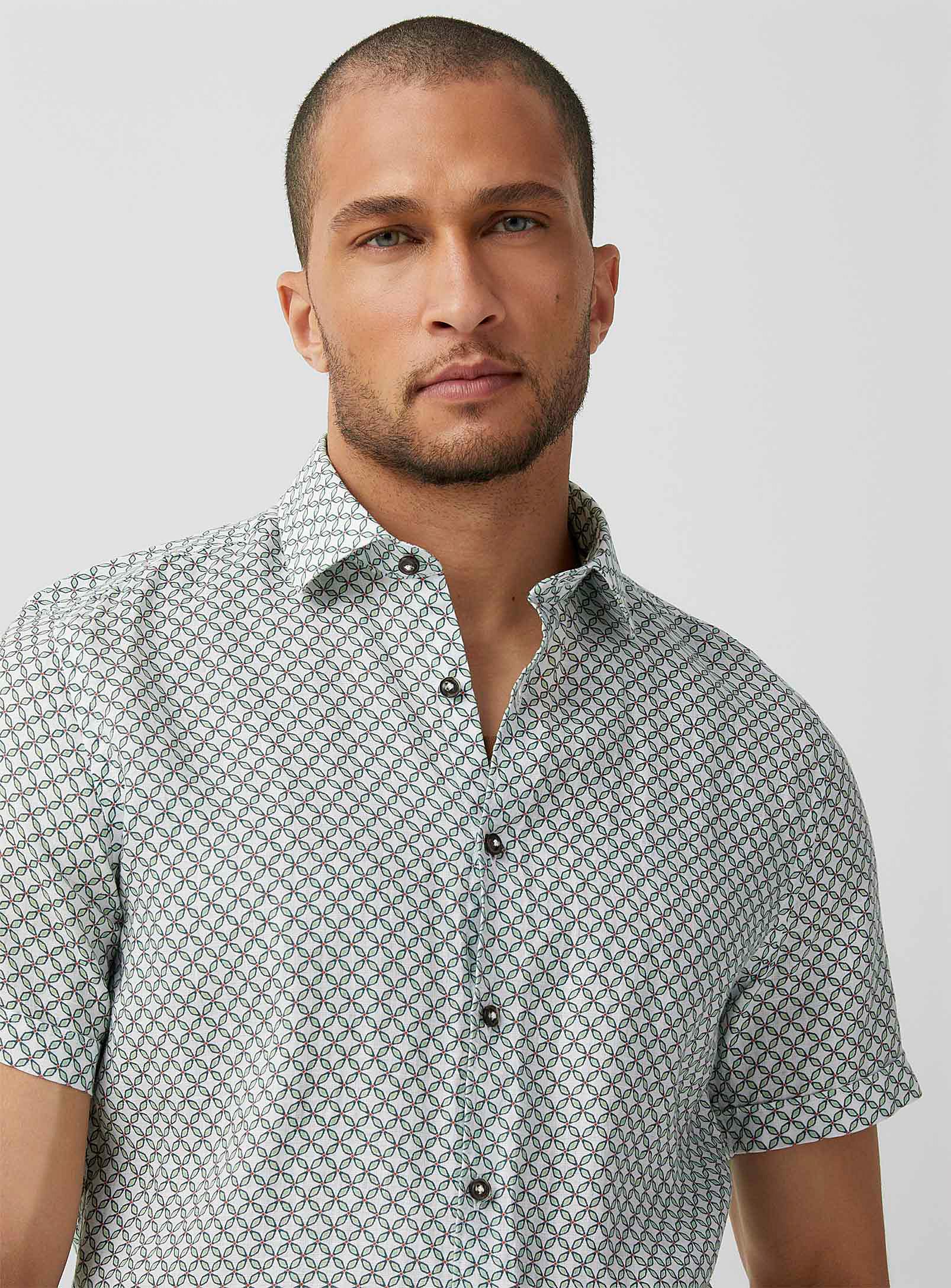 Olymp Pure Linen Mosaic Shirt in White for Men | Lyst