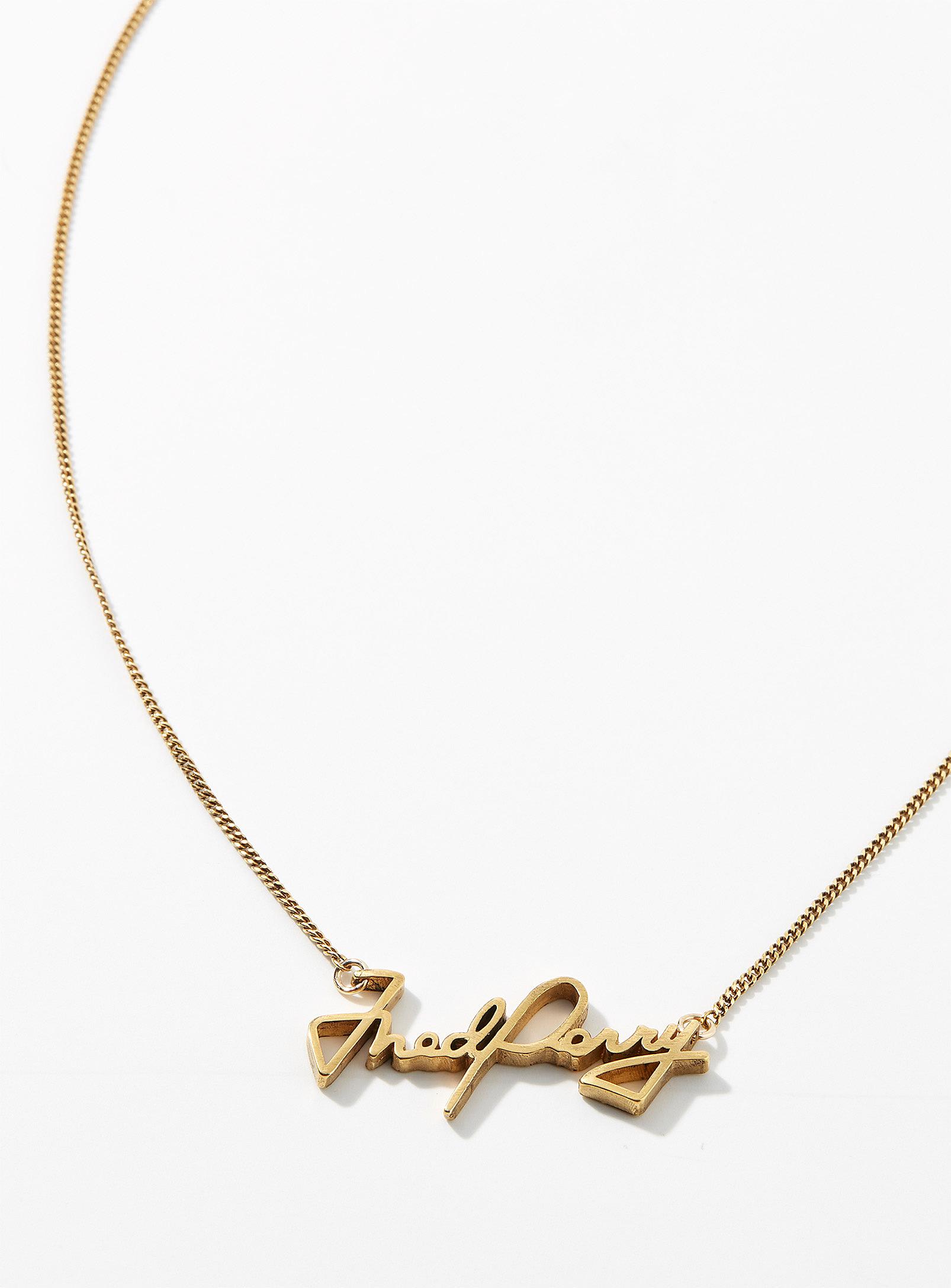 Fred Perry Golden Logo Necklace in Natural for Men | Lyst