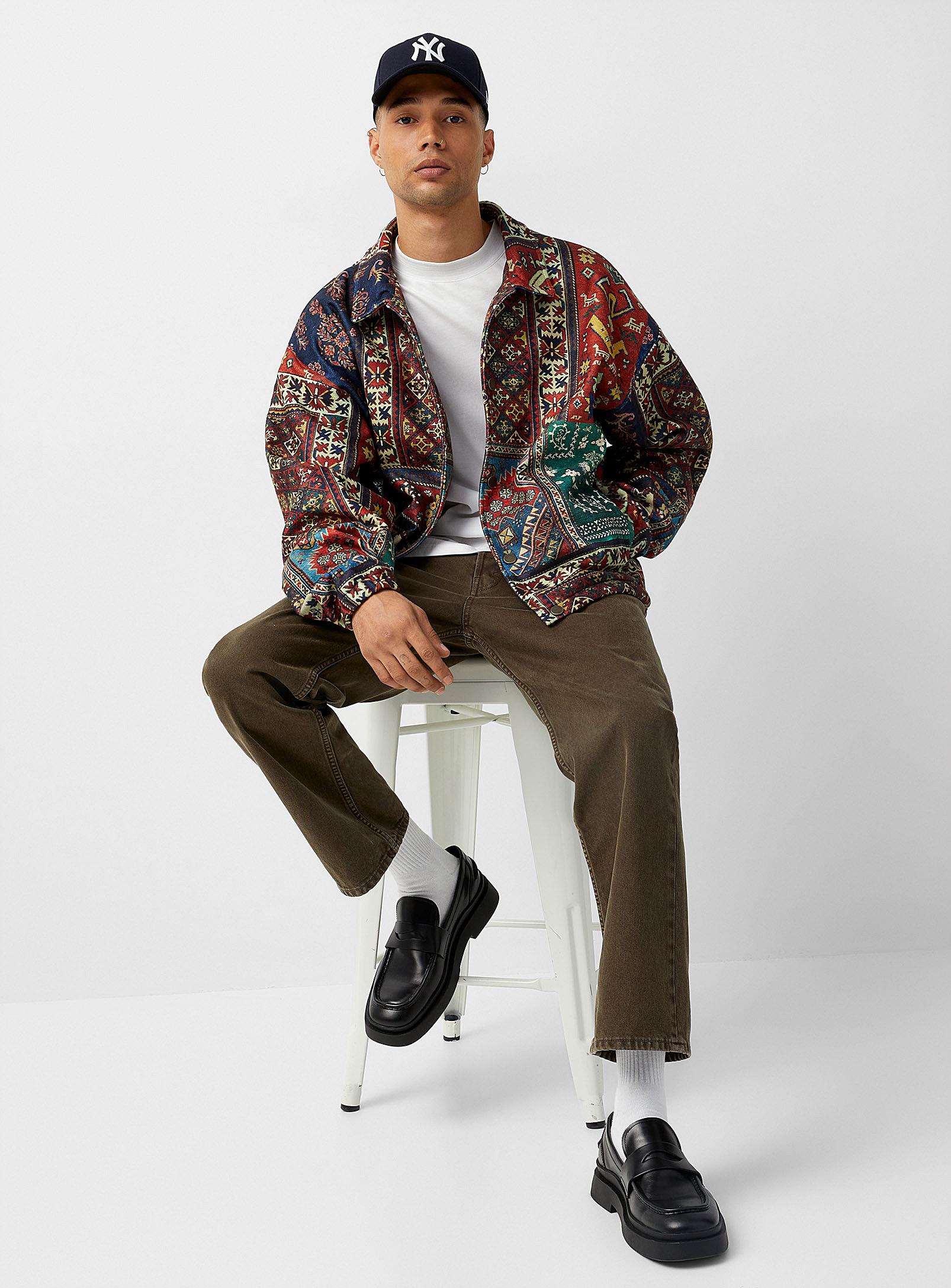 tapestry shearling jacket