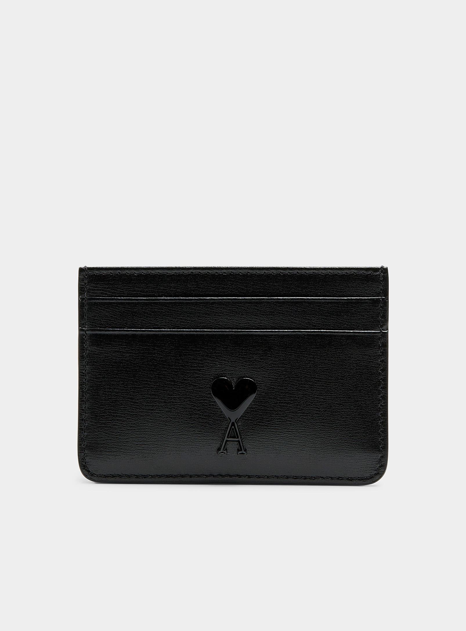 AMI Smooth Leather Card Holder in Black for Men | Lyst