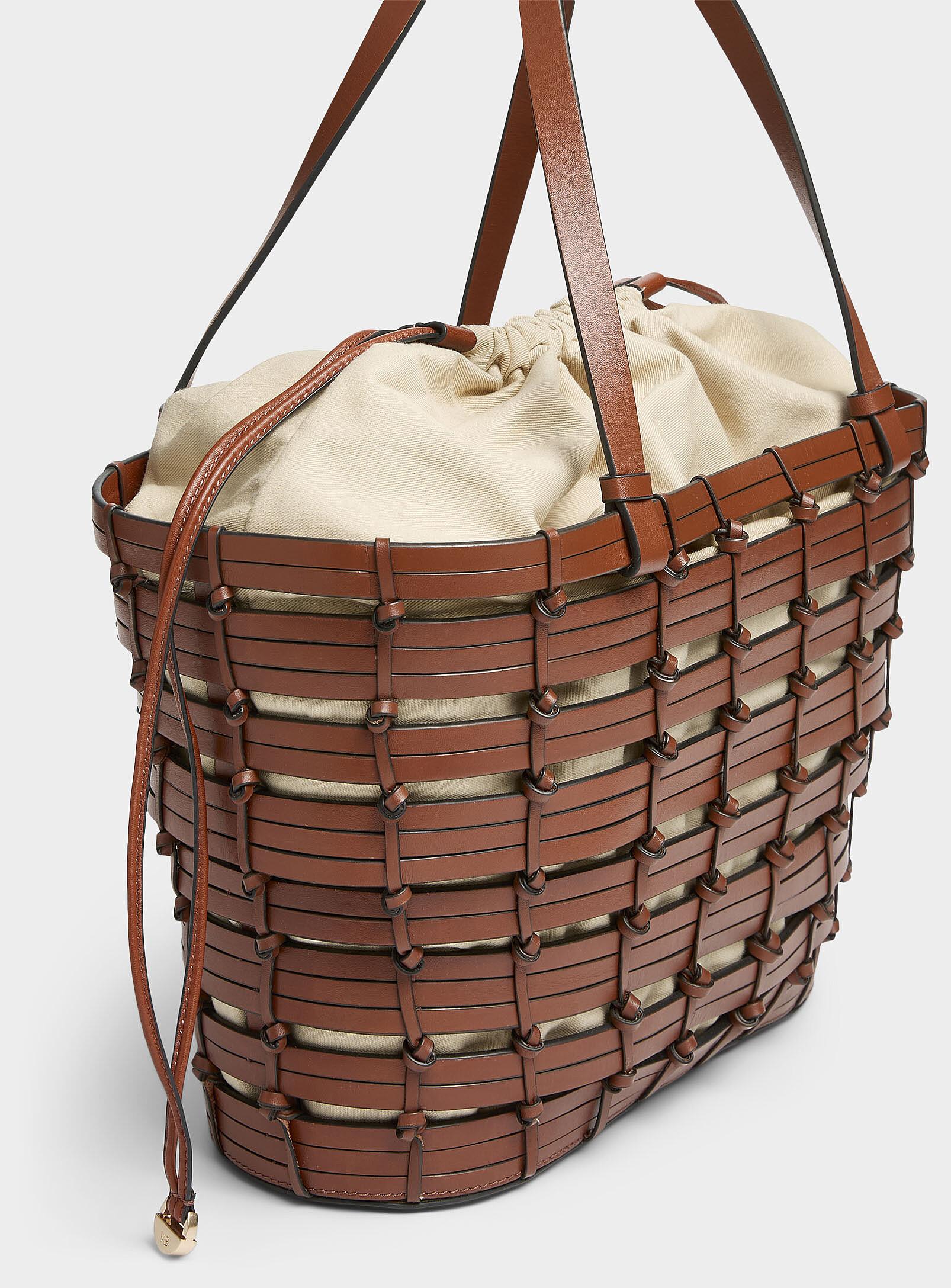 Vanessa Bruno Panier Openwork Braided Leather Tote Bag in Brown