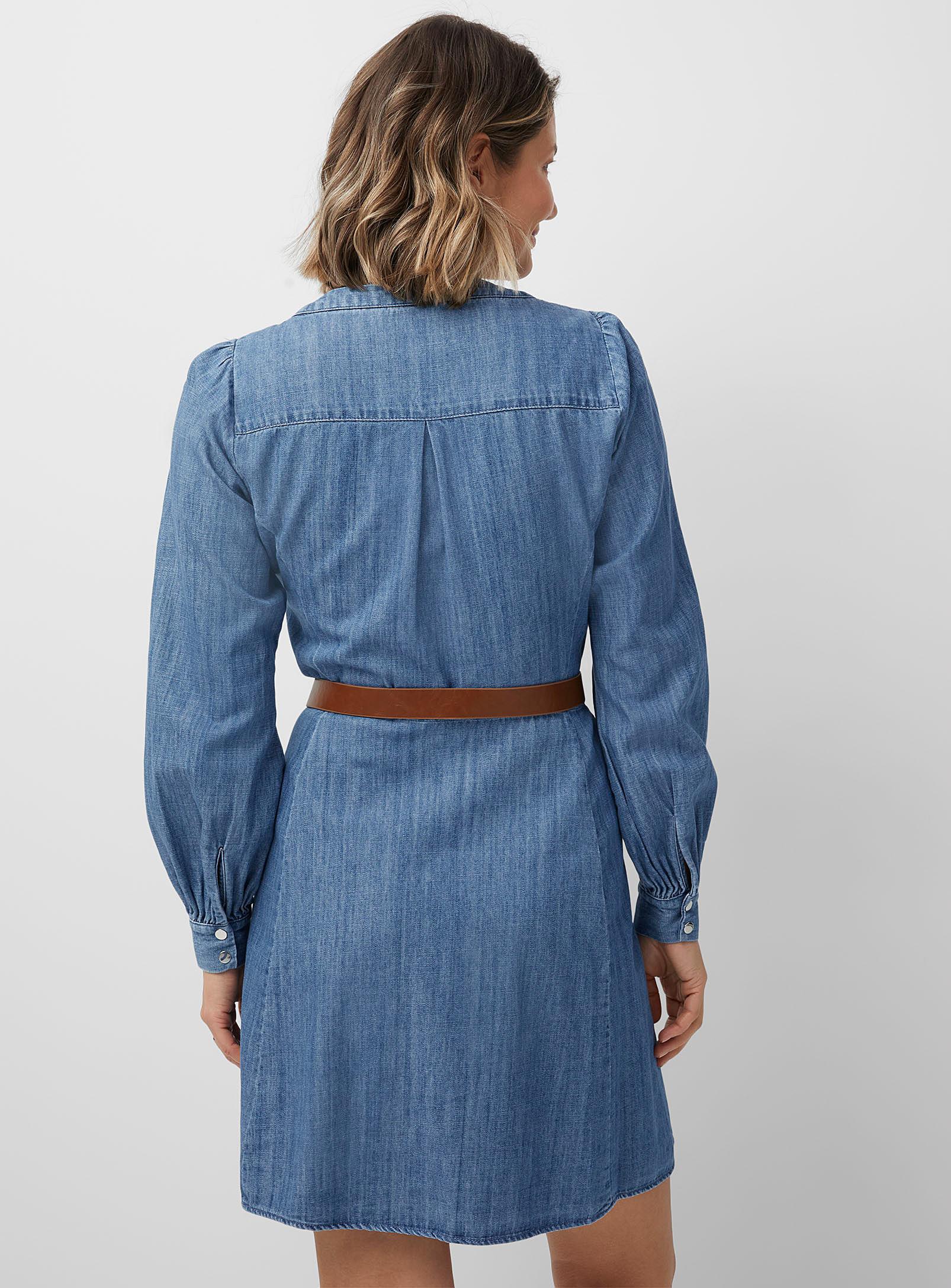 MICHAEL Michael Kors Brown Belt Denim Shirtdress in Blue | Lyst