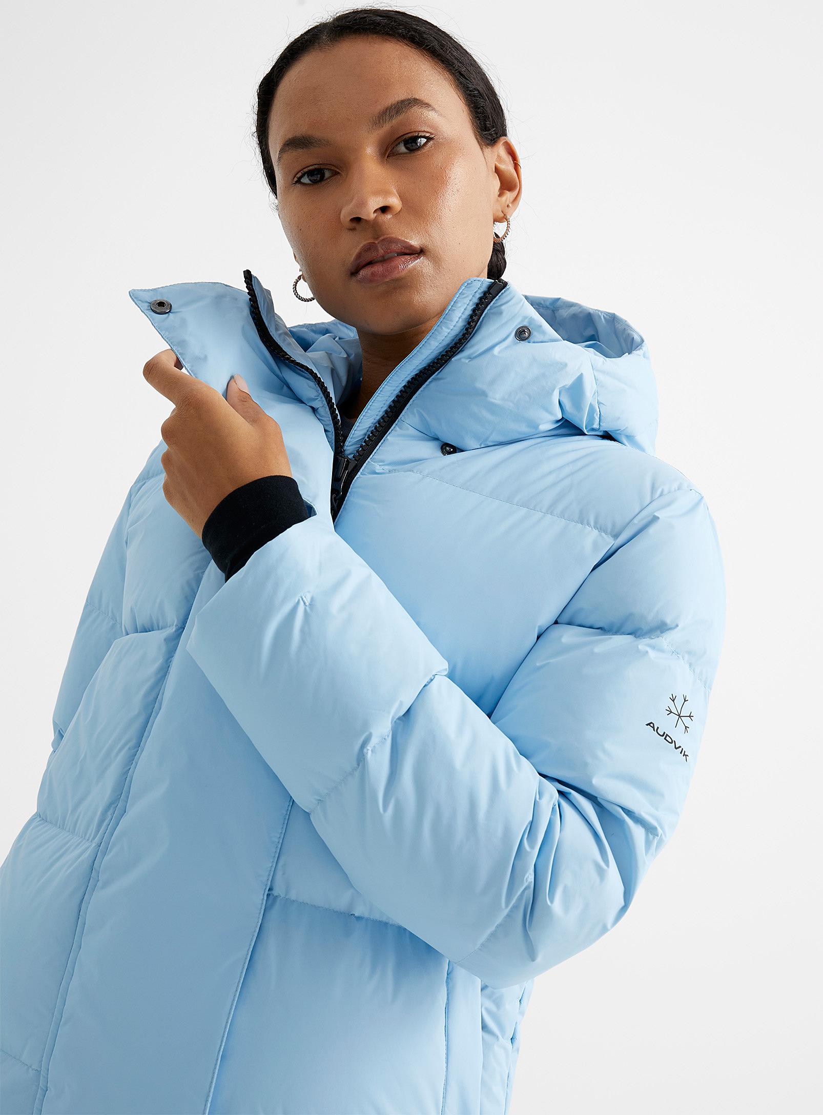 powder blue puffer jacket