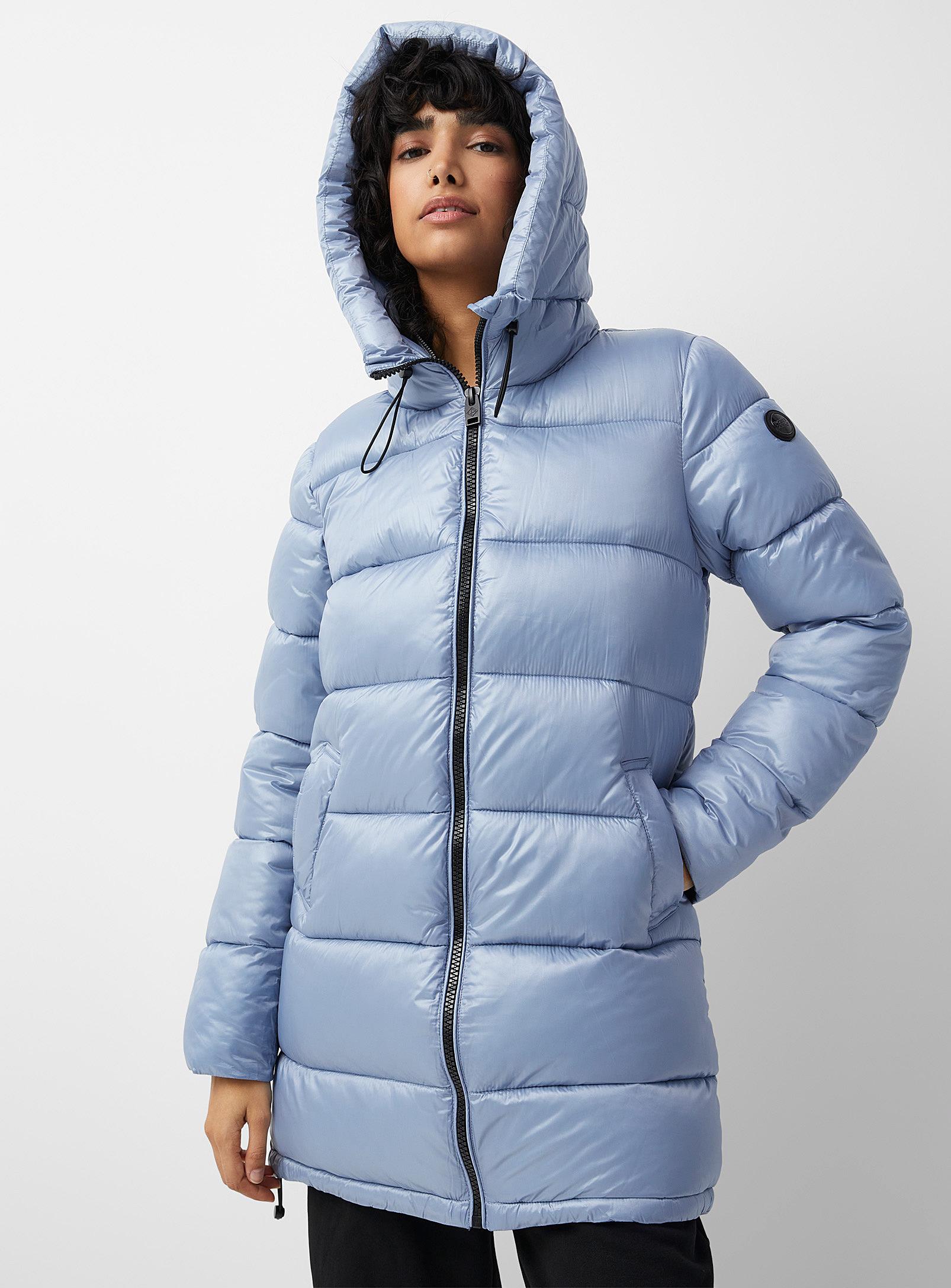 Point Zero Glossy Fabric 3/4 Puffer Jacket in Blue | Lyst