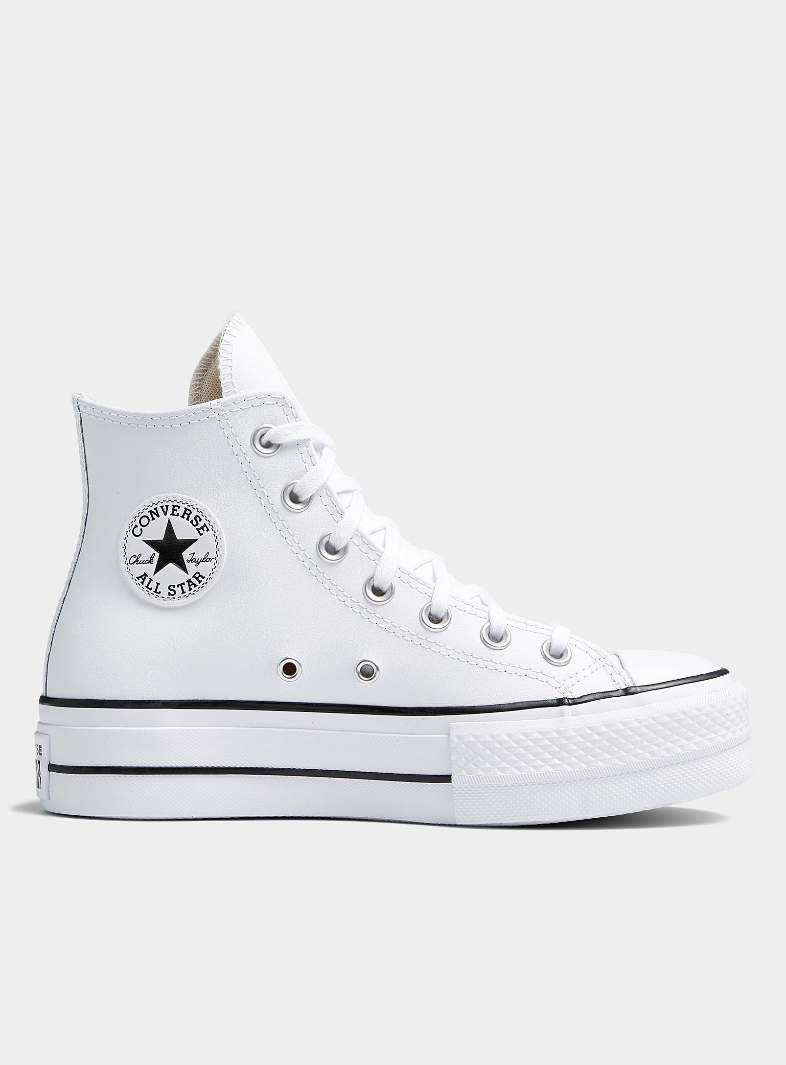 Converse Chuck All Star High Top White Leather Platform Sneaker | Lyst