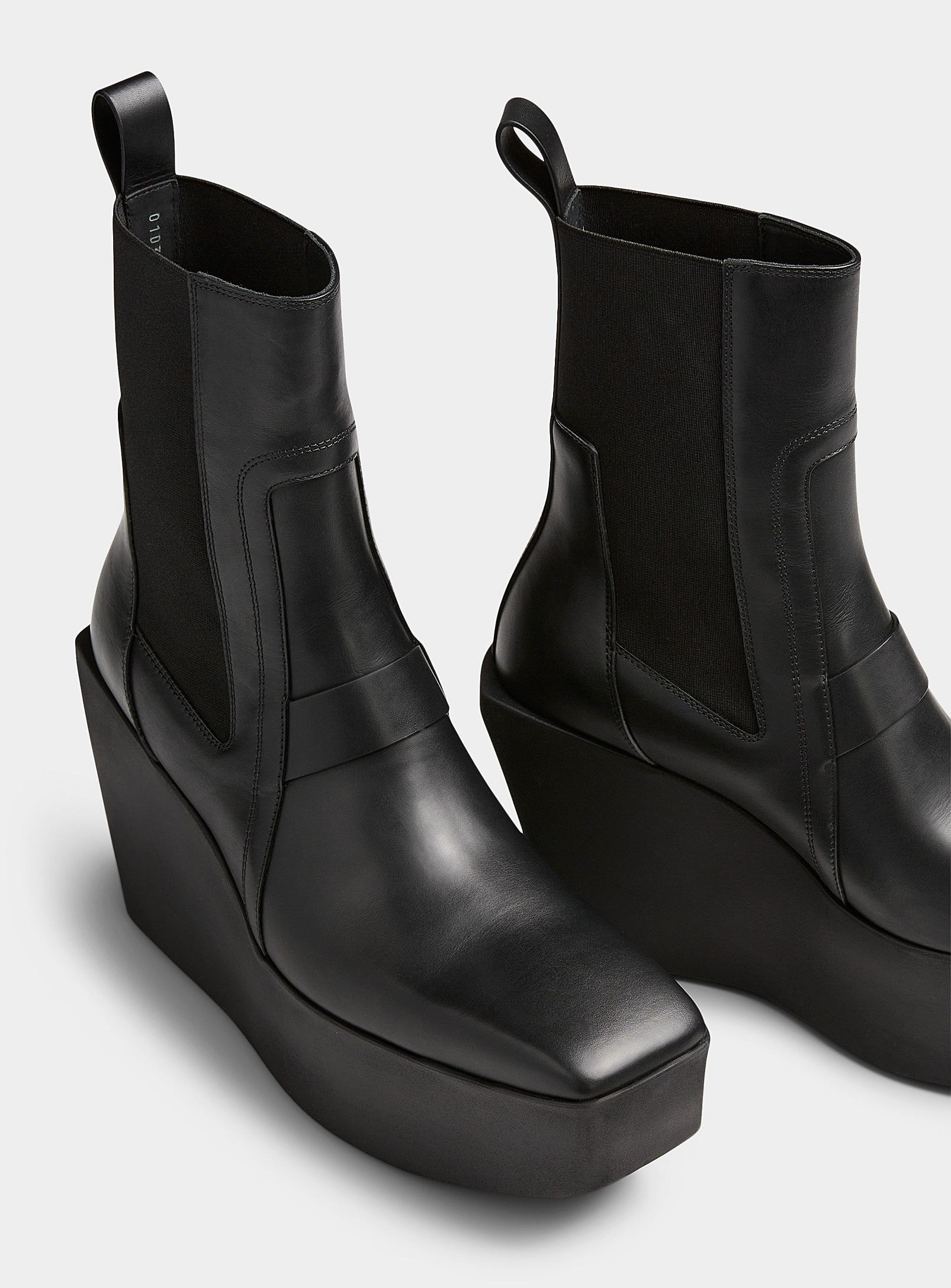 関税込【RICK OWENS】ブラック Hollywood Sliver ビートルブーツ Rick Owens: Black Hollywood Sliver Platform Beatle Boots