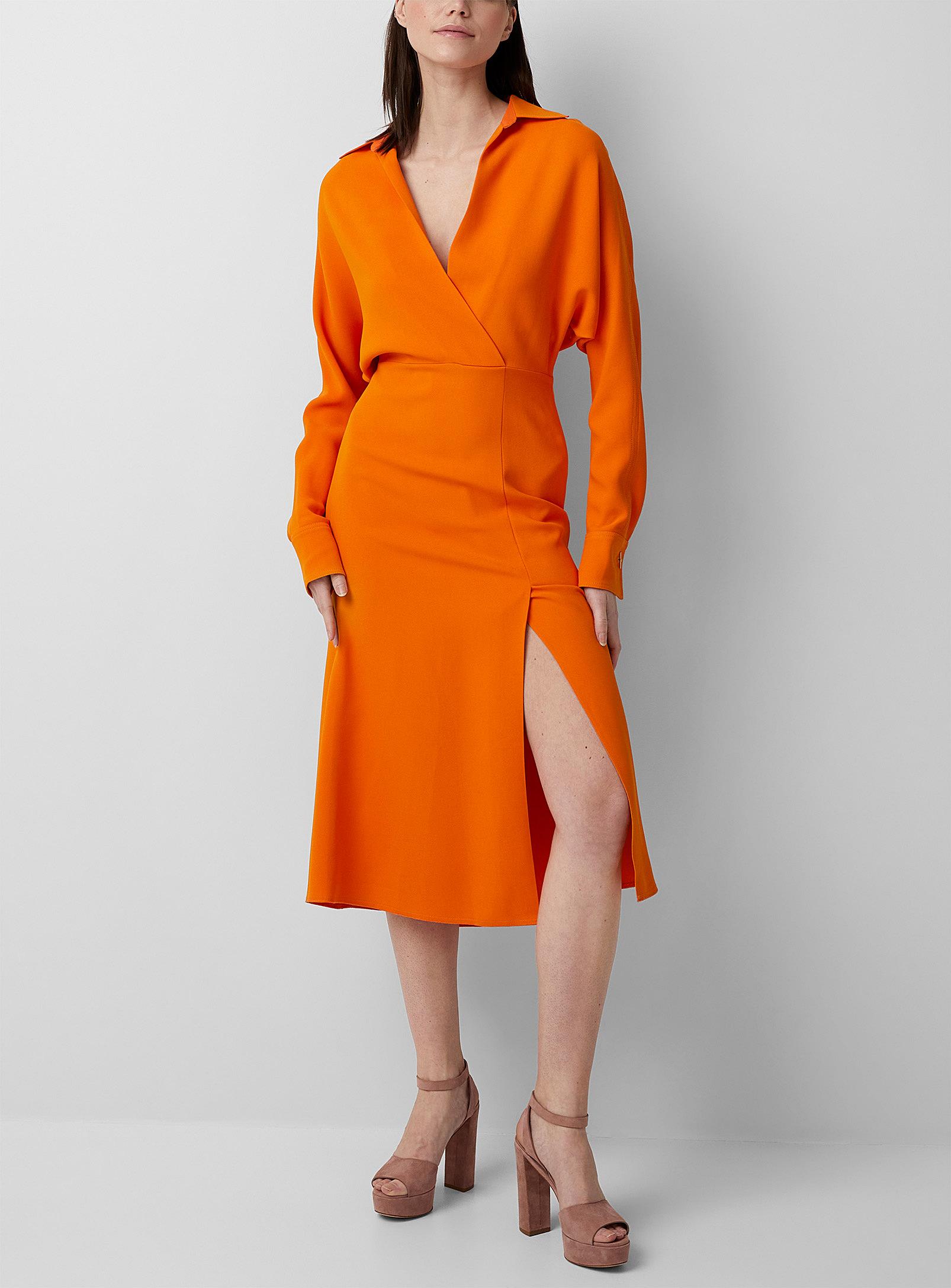 Victoria Beckham Sweetheart Neckline Orange Dress | Lyst