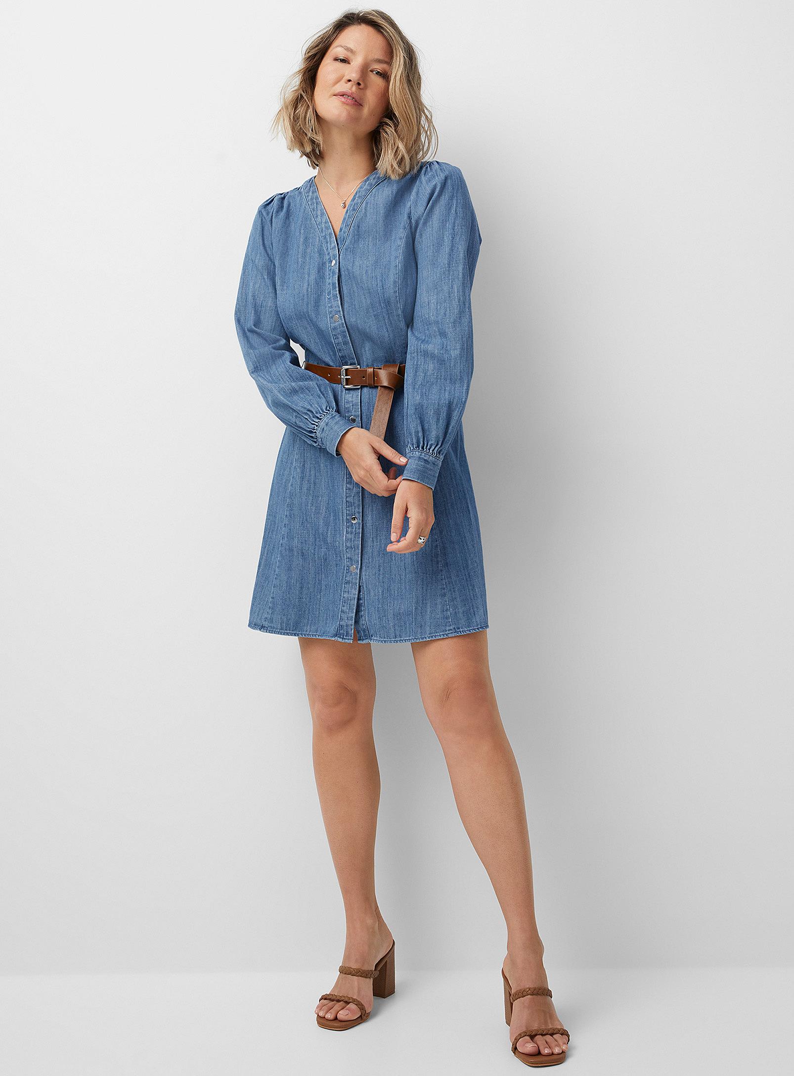 MICHAEL Michael Kors Brown Belt Denim Shirtdress in Blue | Lyst