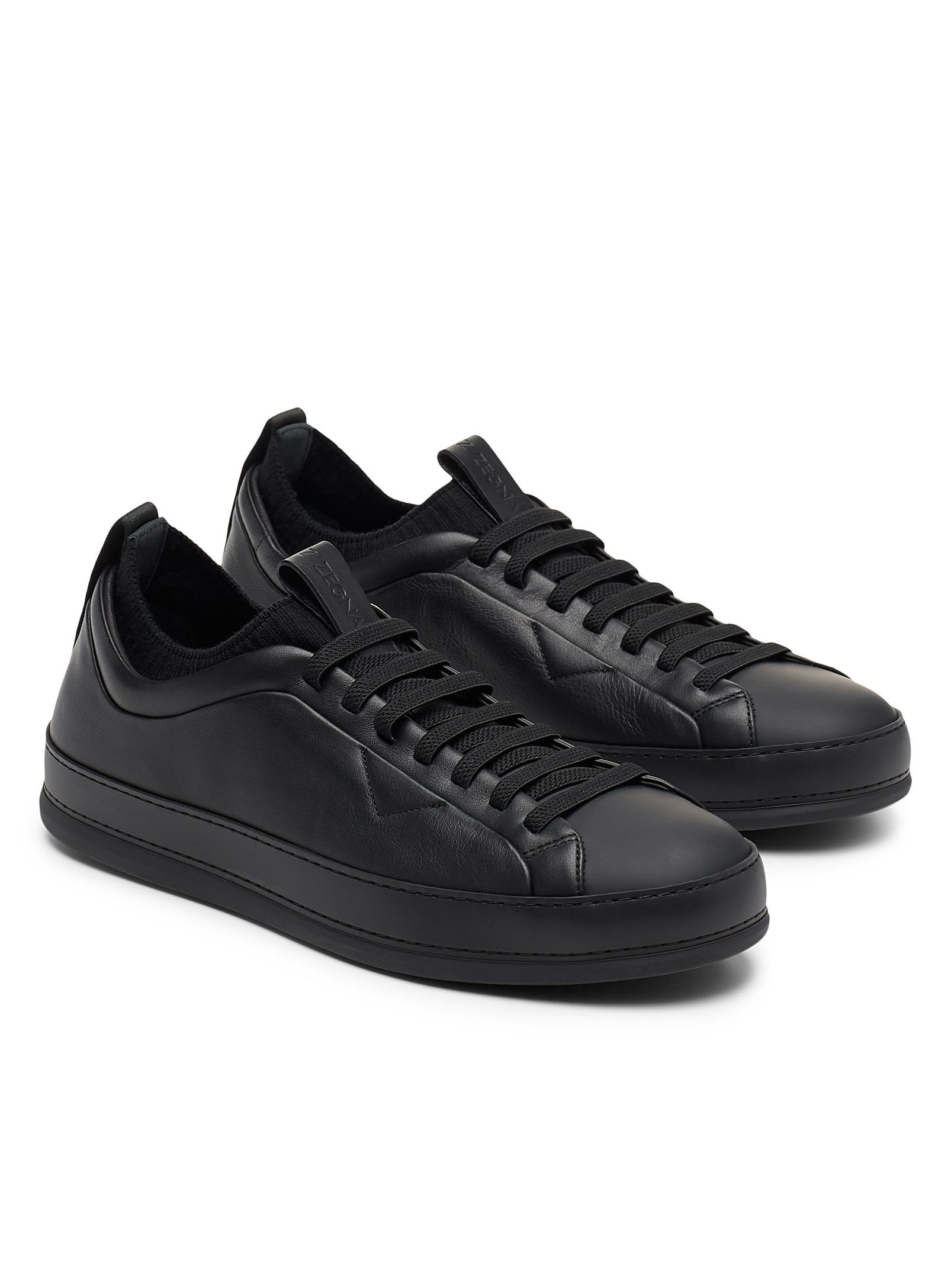 Z Zegna Leather Imperia Techmerino Sneakers in Black for Men Lyst
