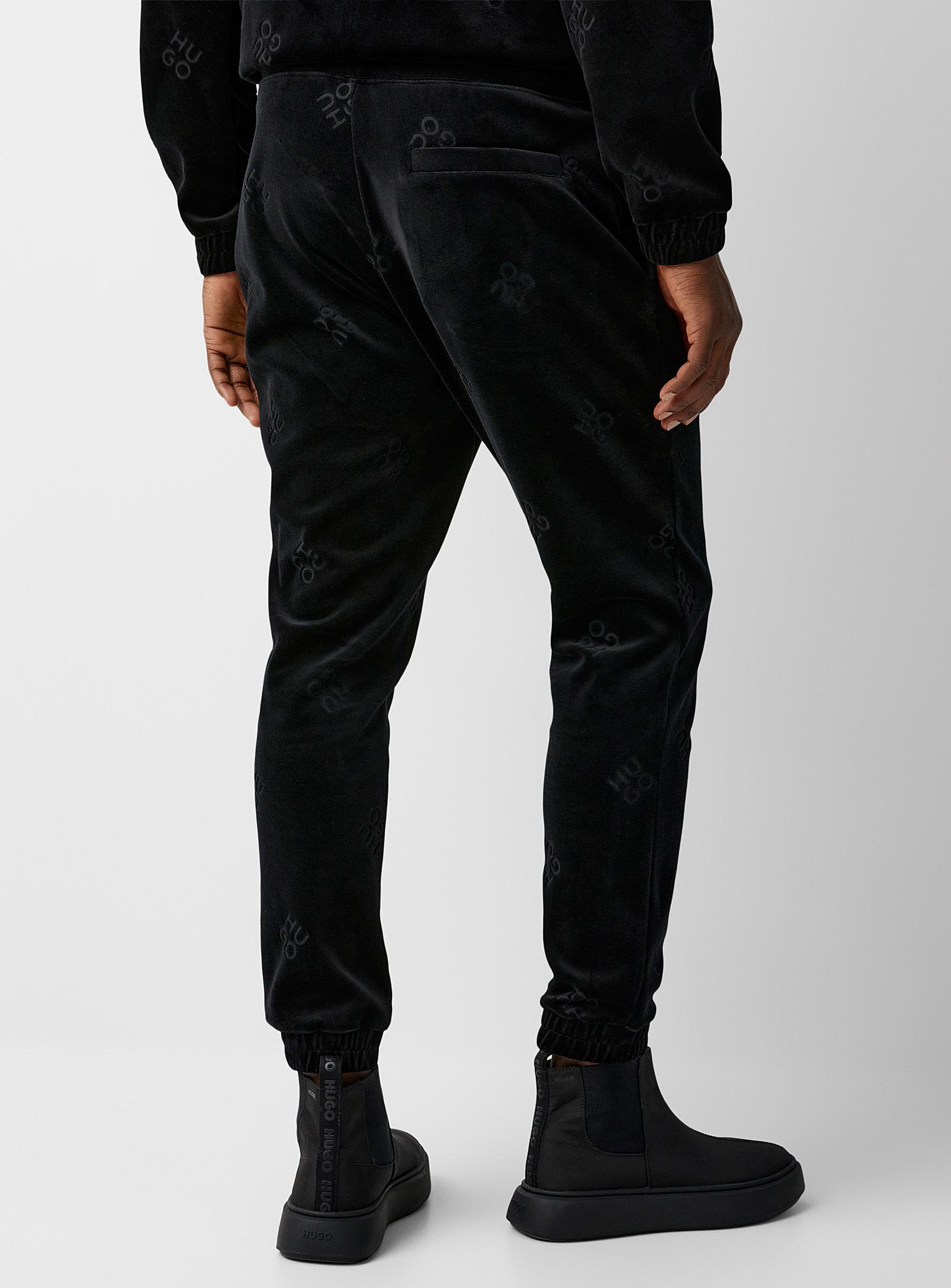 HUGO Baboon Velvet joggers in Black for Men