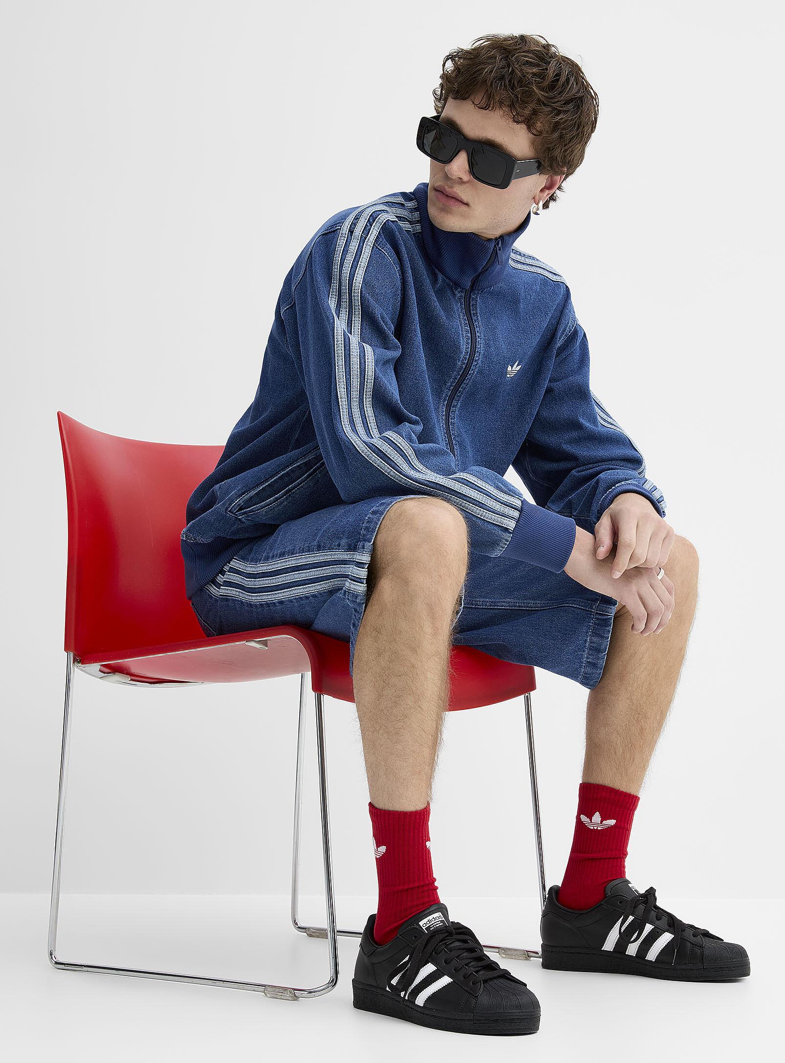 adidas Adicolor Firebird Denim Track Jacket in Blue for Men | Lyst