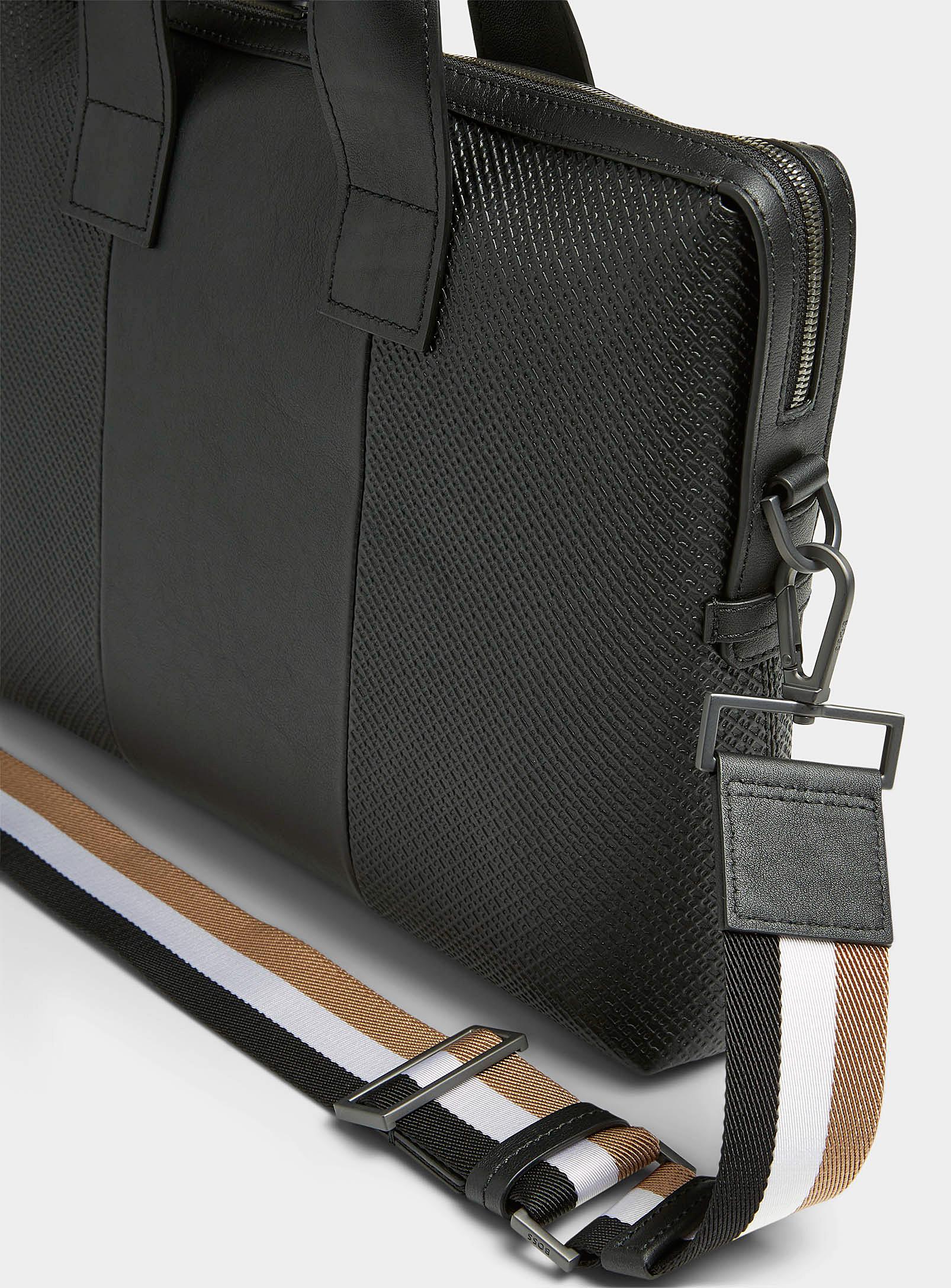 BOSS by HUGO BOSS Monochrome Leather Messenger Bag in Black for Men | Lyst