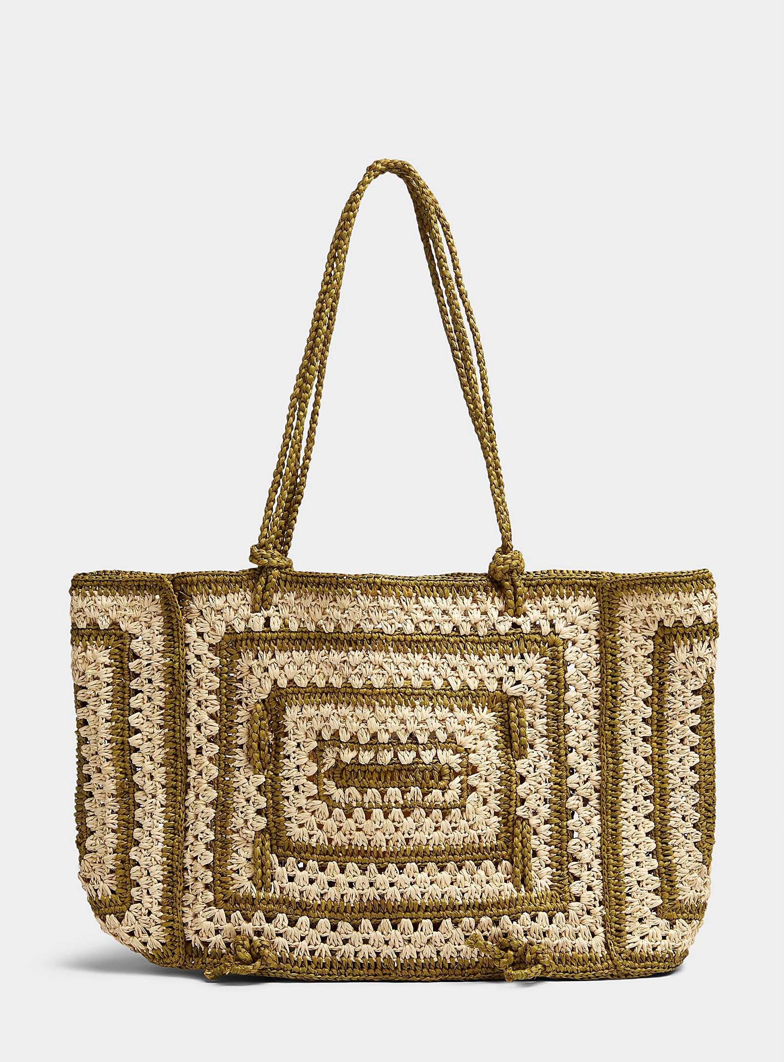 Sans Arcidet Paris Small Coco Crocheted Raffia Tote in Metallic