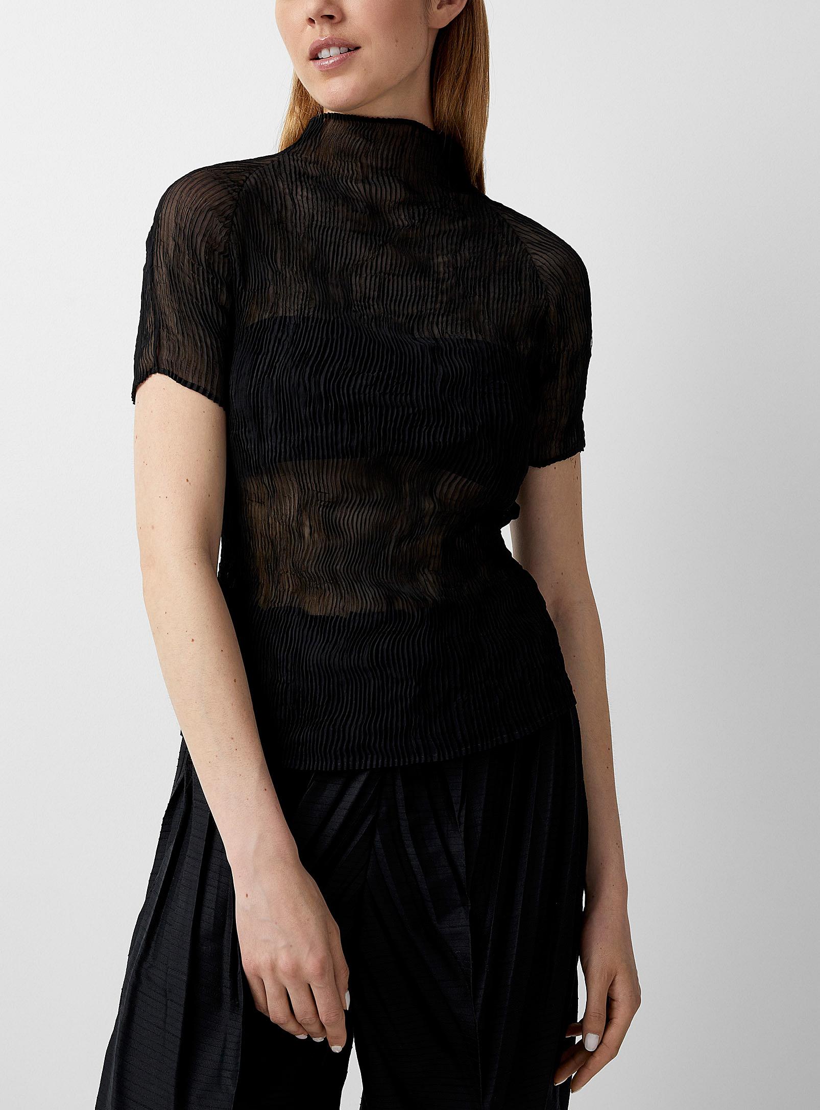 Issey Miyake Twist Chiffon Top in Black | Lyst Canada