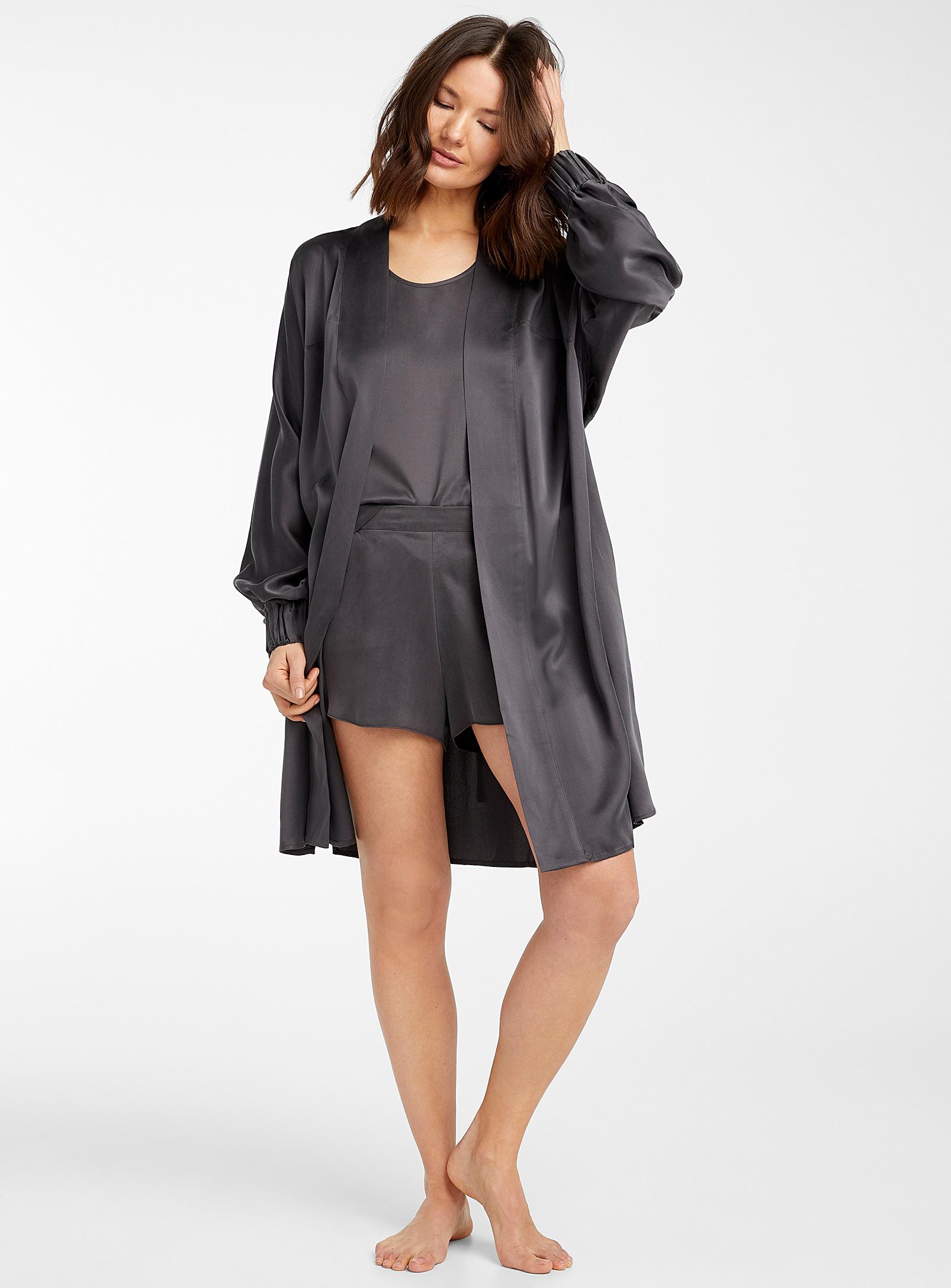 Lunya Pure Silk Short Pajama Set in Charcoal (Gray) Lyst