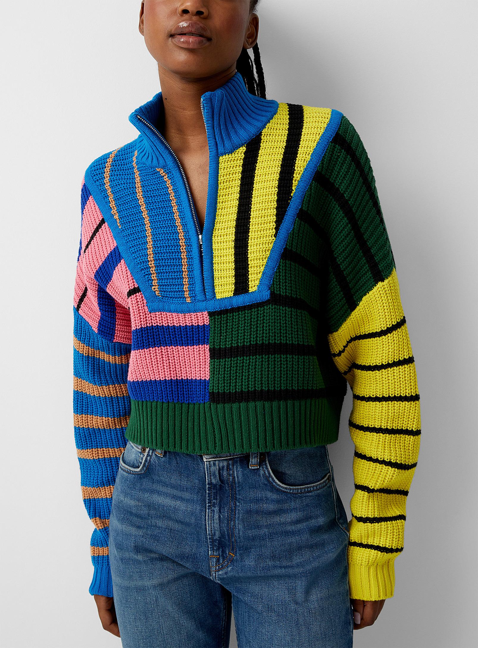 STAUD Hampton Cropped Sweater in Blue | Lyst