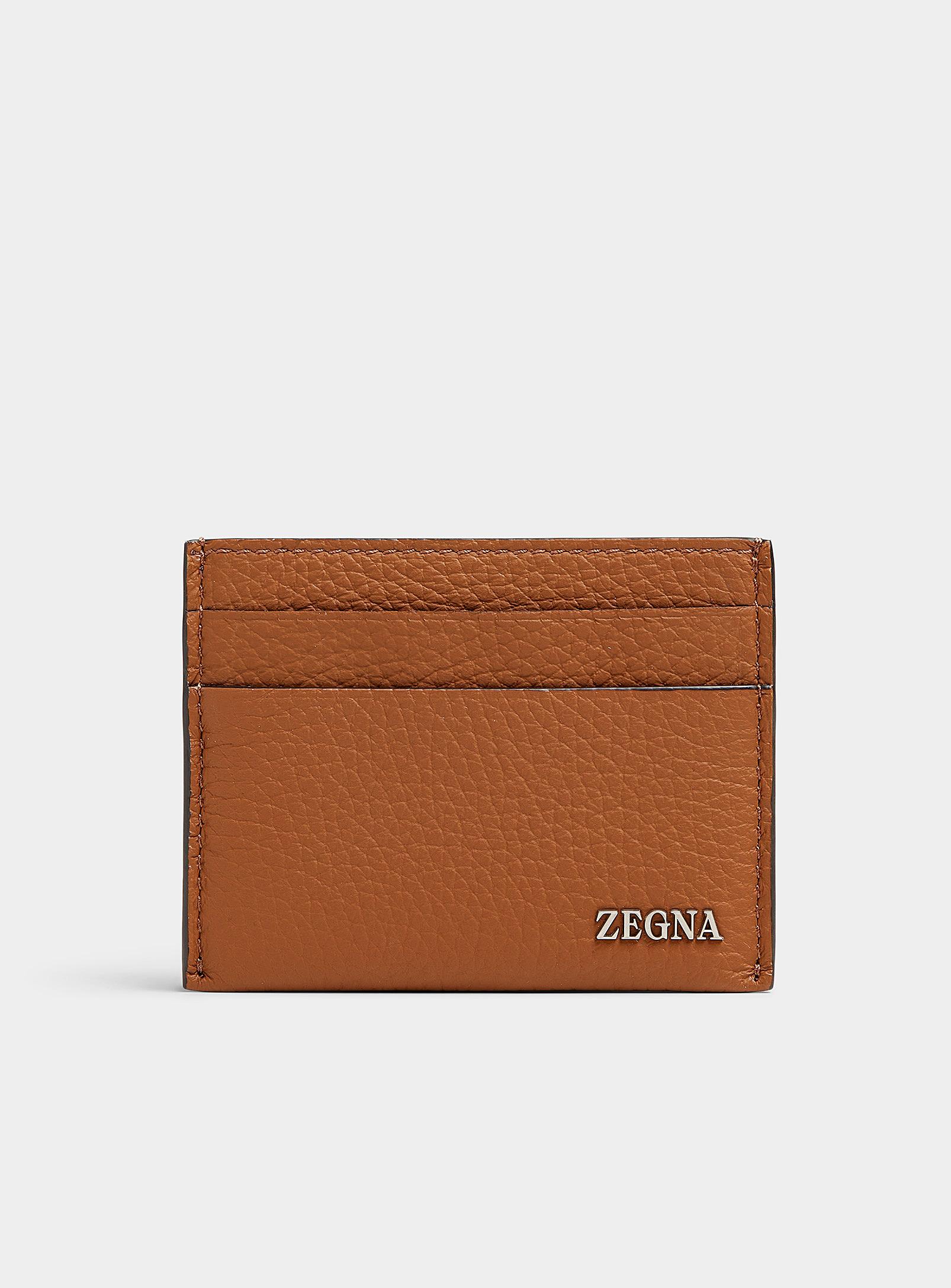 Zegna Grained Leather Card Case in Brown for Men | Lyst