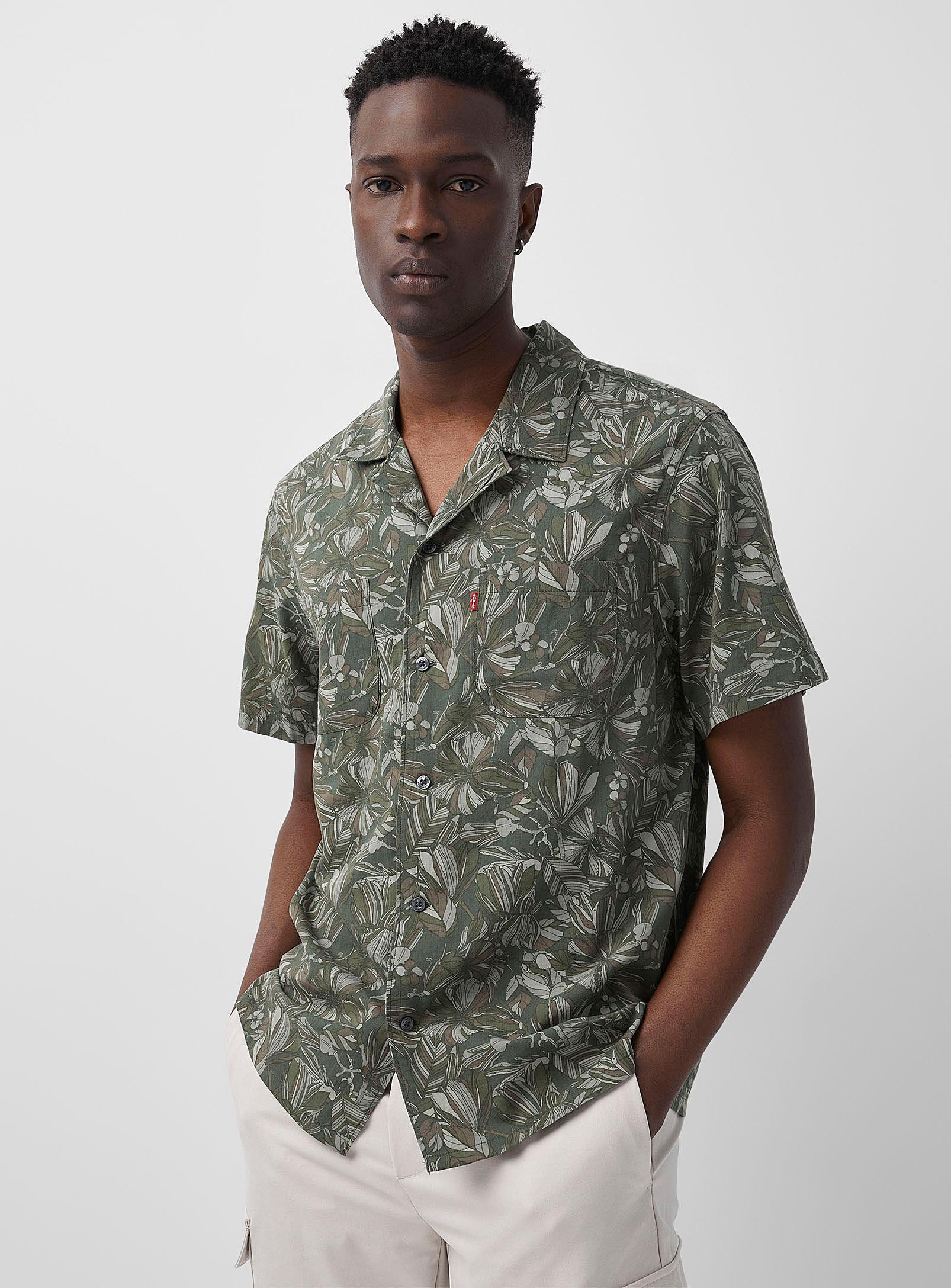 Floral Camo Camp Shirt in Green for Men 