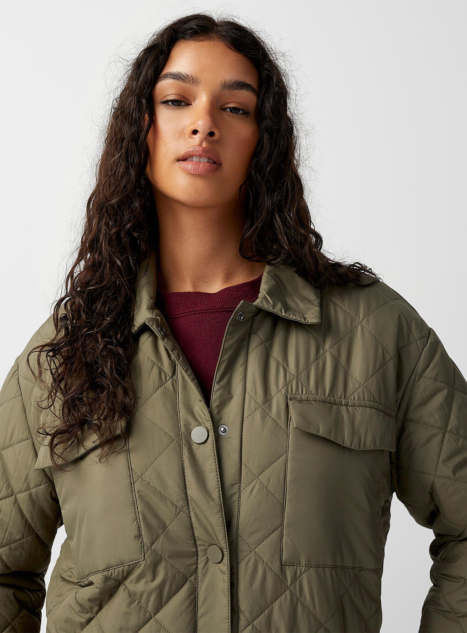 ONLY Tanzia Long Quilted Jacket in Green | Lyst