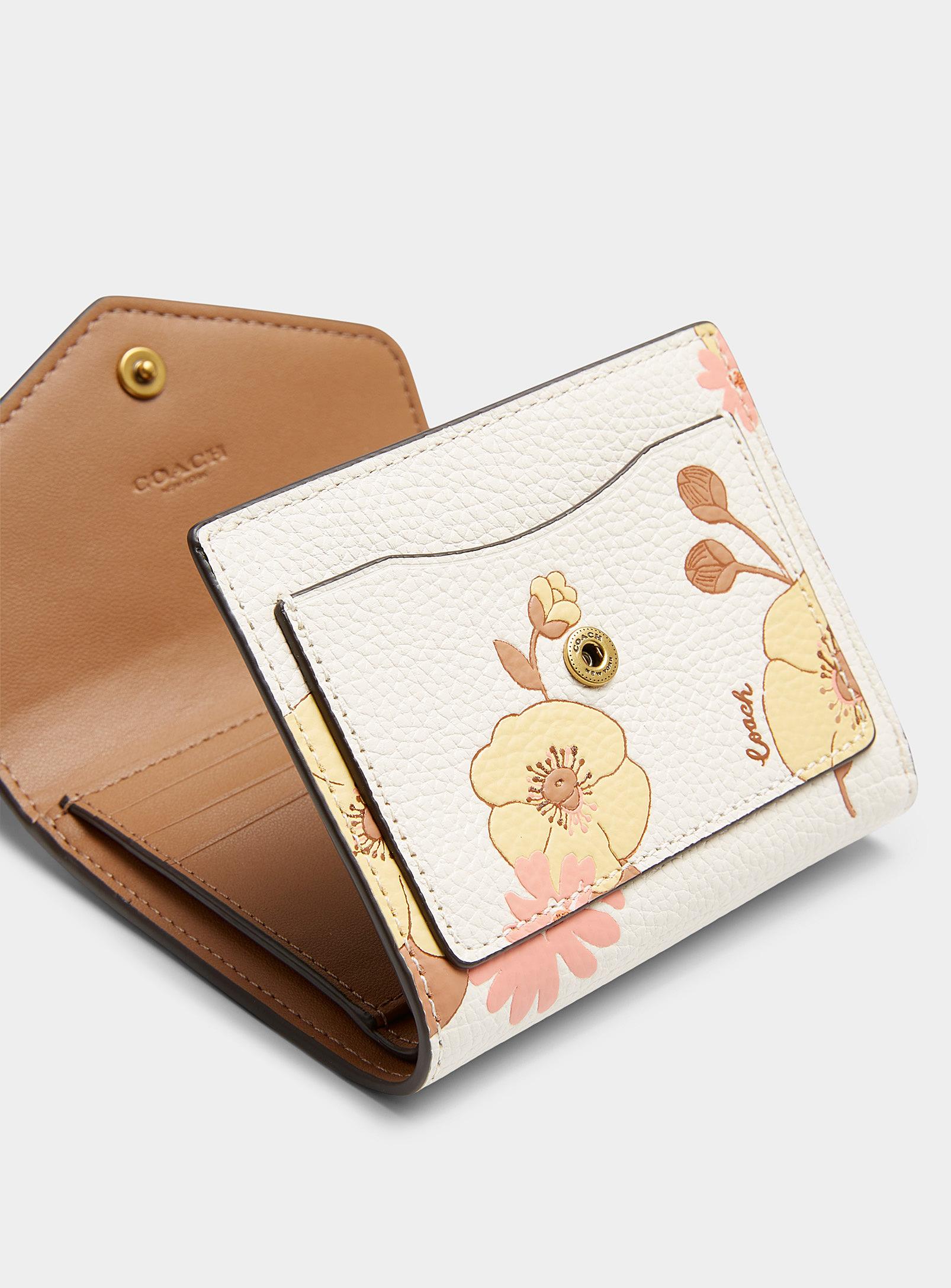COACH Wyn Flowery Leather Mini Wallet in Patterned White (White 