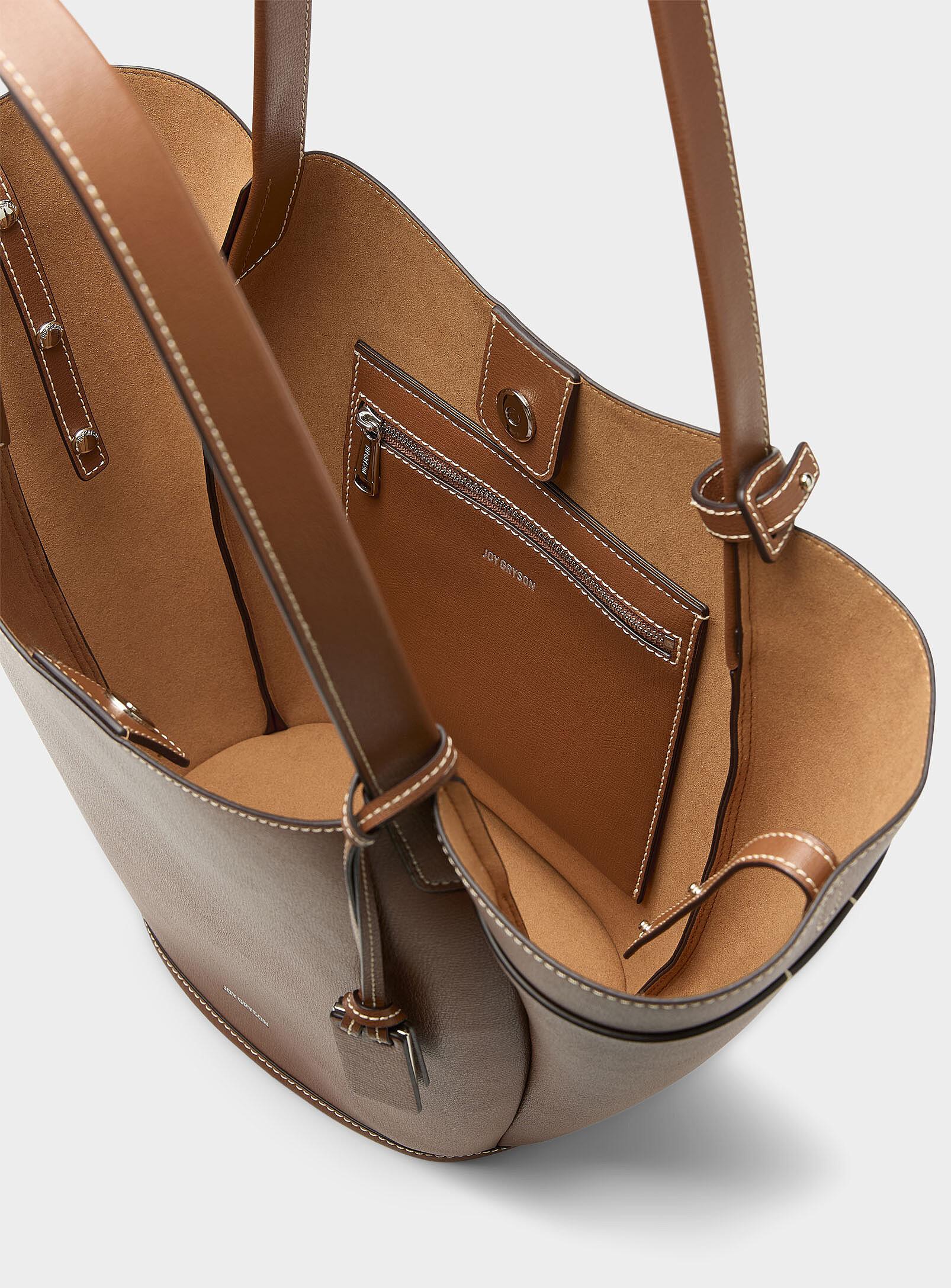 Joy Gryson Vase Rounded Lines Leather Tote Bag in Brown | Lyst Canada