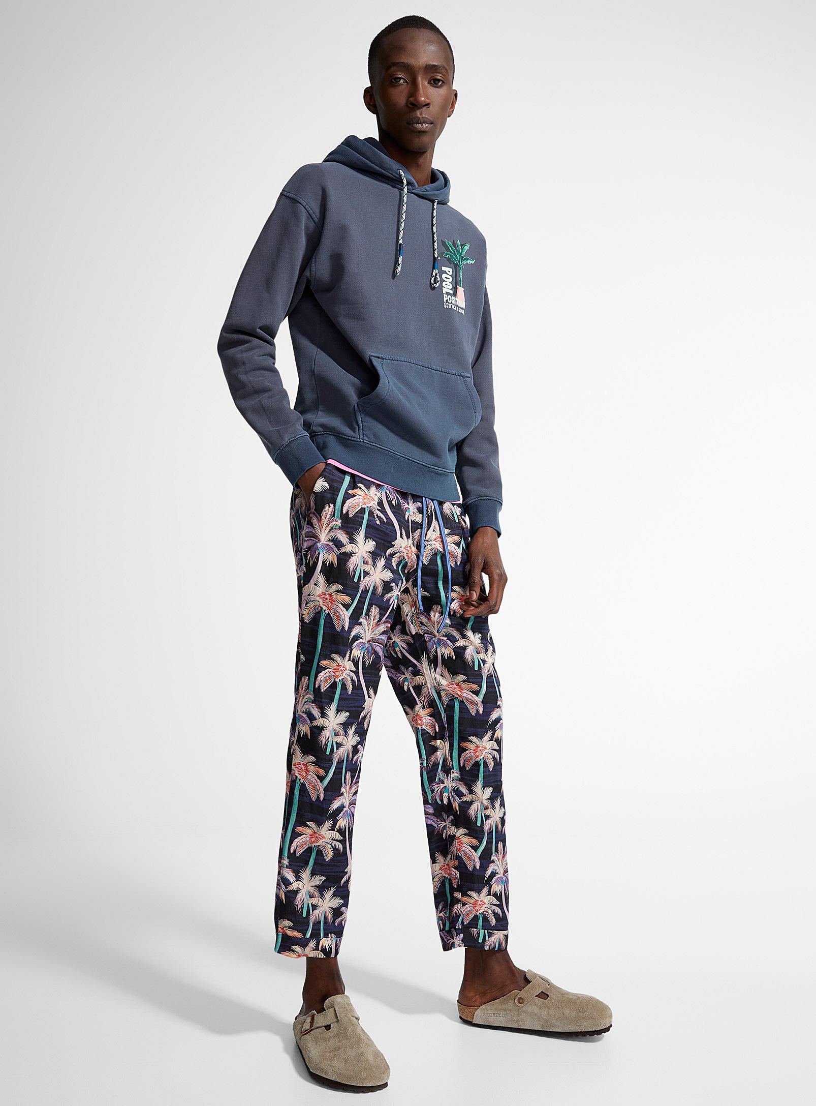 Scotch & Soda Colourful Palm Tree Twilt Pant Tapered Fit in Blue for Men