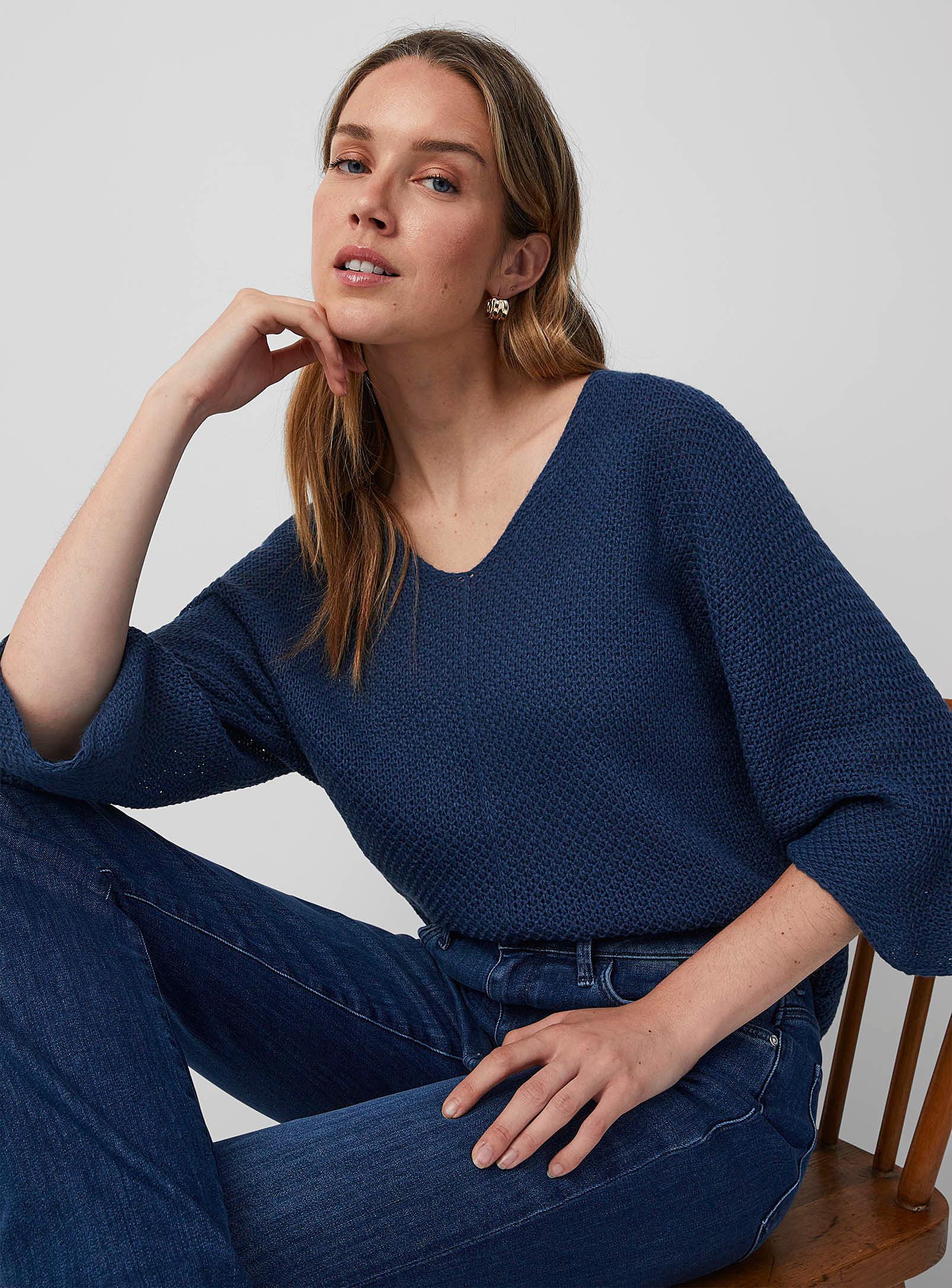 Sædvanlig Generel Madison Fransa Kimono Sleeve Textured Sweater in Blue | Lyst