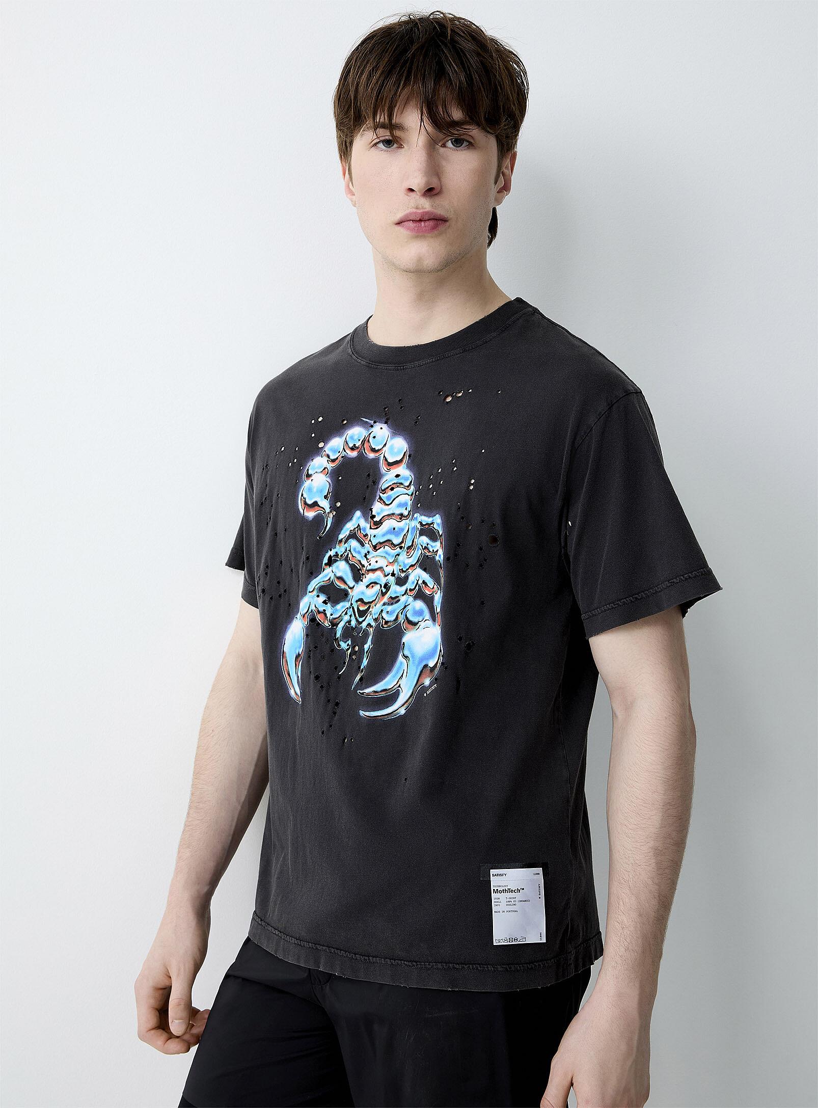 【SATISFY】MothTech スコーピン サソリ ダメージTシャツ 関送込 Satisfy Mothtech Chromed Scorpion Cotton T in Black for Men