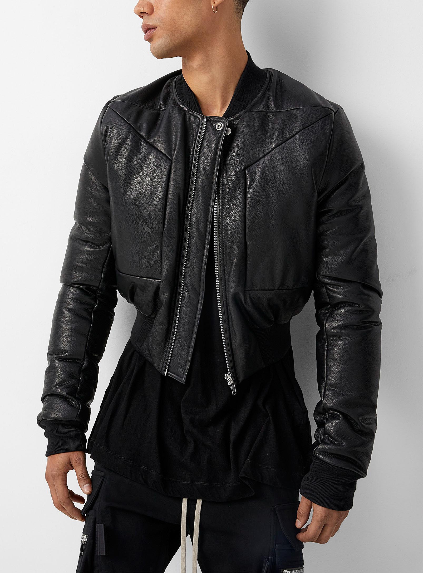 Rick Owens Fog Cropped Leather Jacket in Black for Men | Lyst