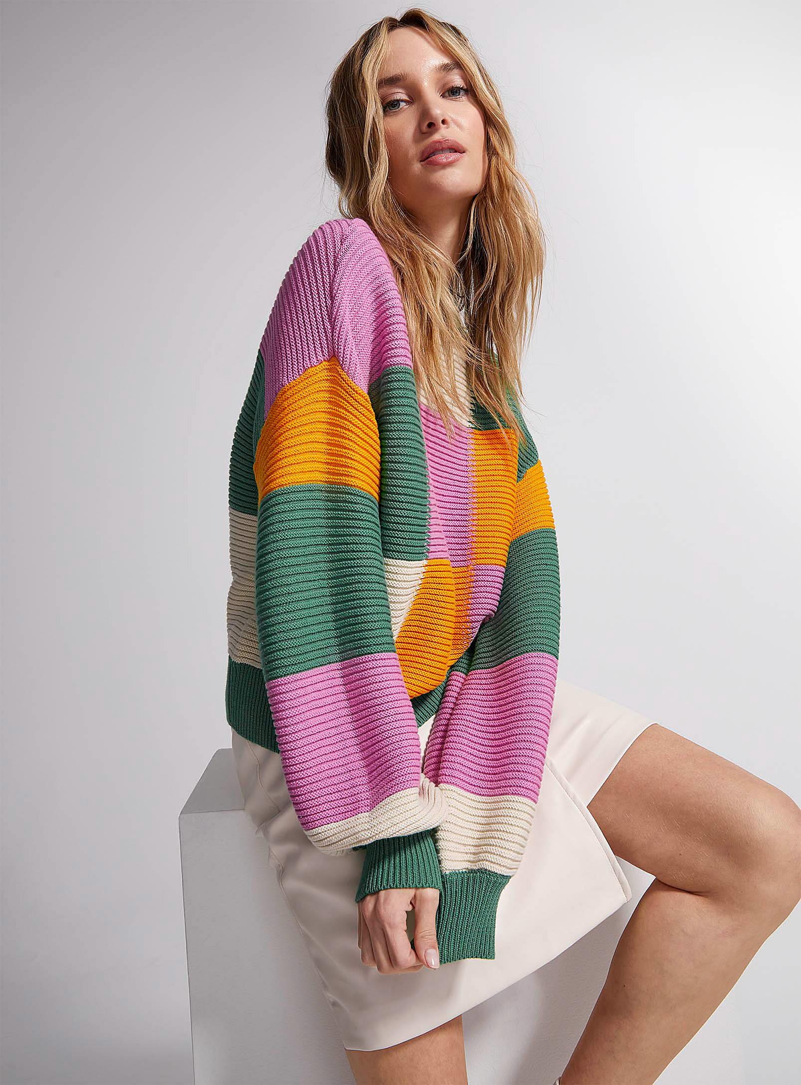 Vero Moda Colourful Checkerboard Ribbed Sweater in Pink | Lyst