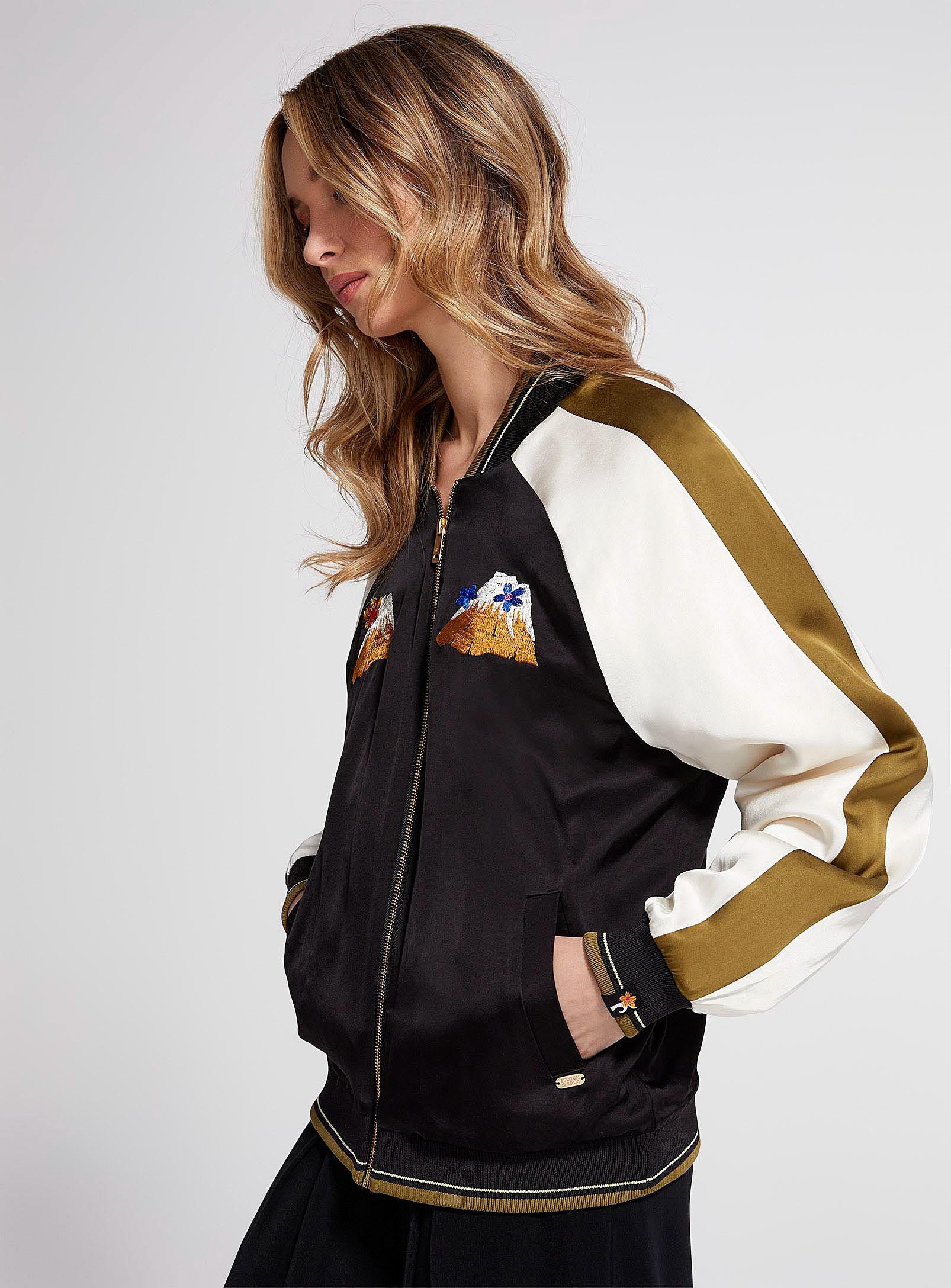 Scotch & Soda Sakura Embroidered Quilted Bomber Jacket in Black Lyst