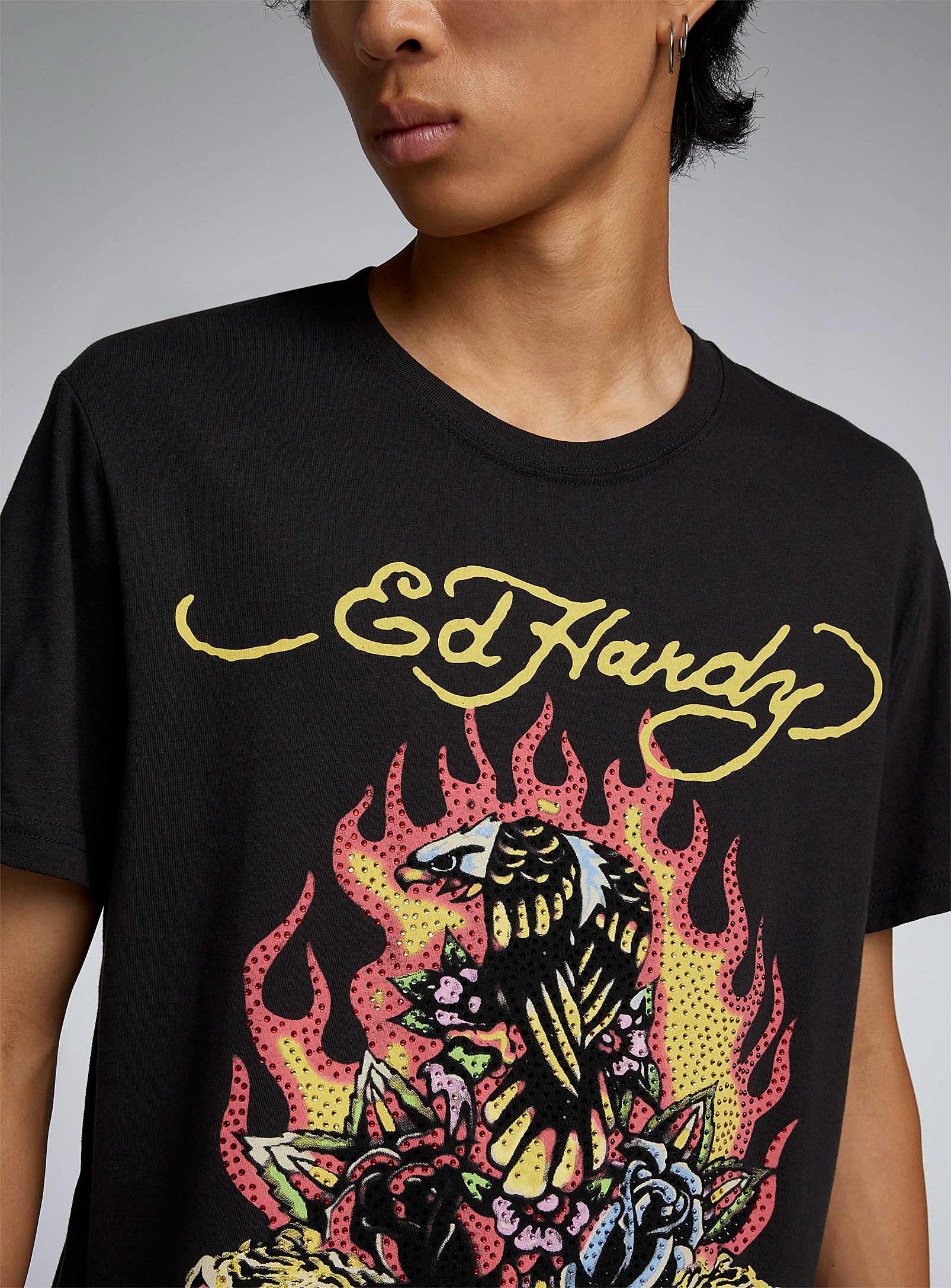 Ed Hardy Rhinestone Eagle T Black for Men | Lyst