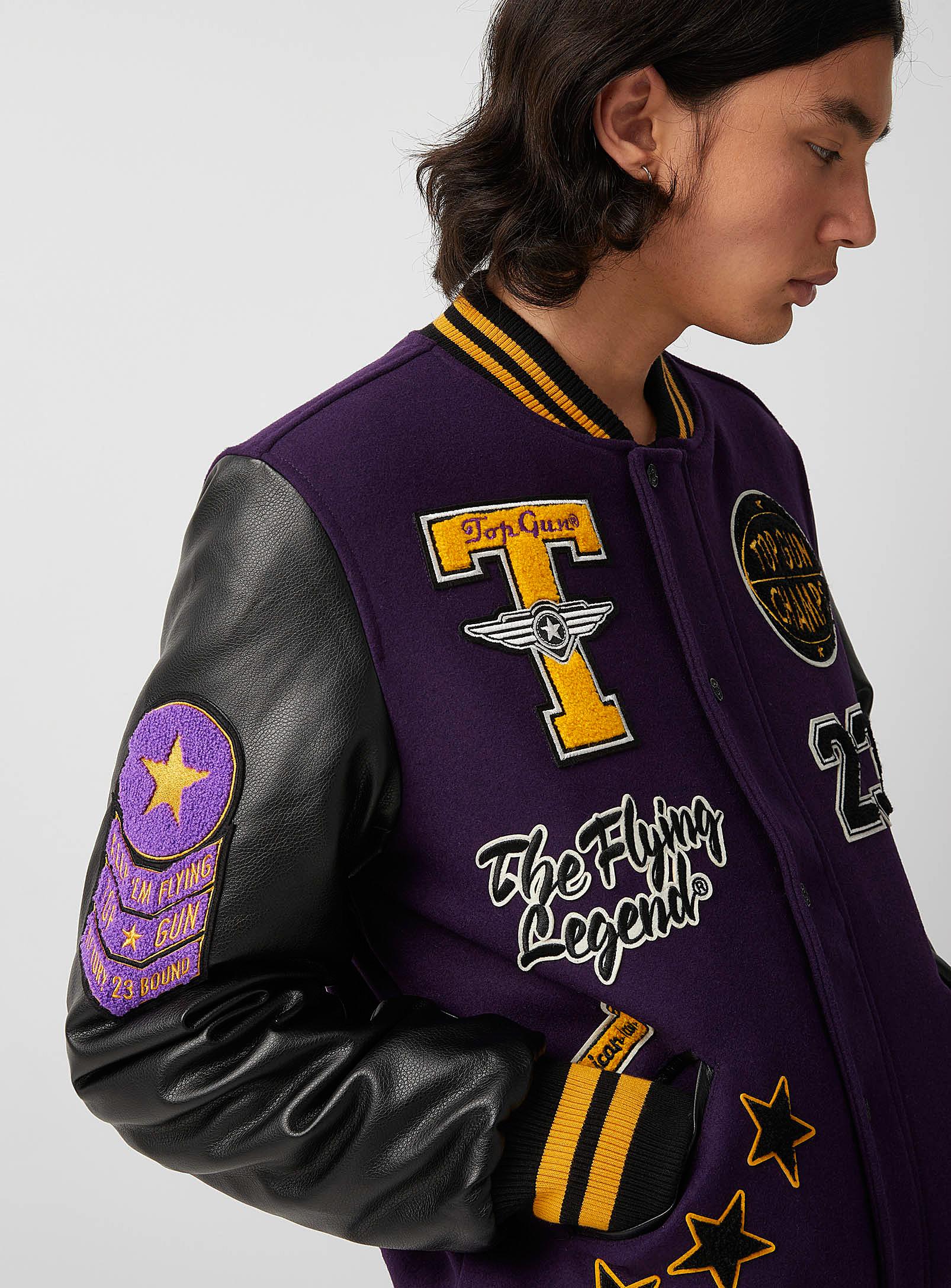 Top Gun Mens The Flying Legend Varsity Jacket Purple