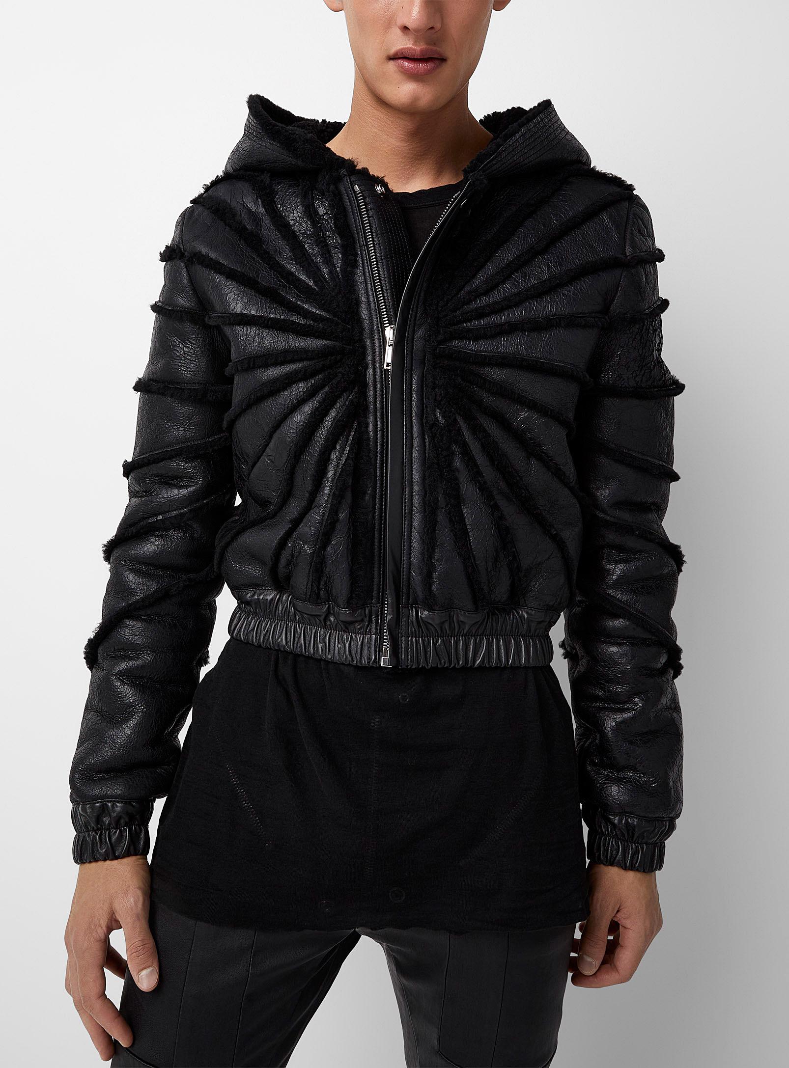 Rick Owens Hooded Leather Jacket in Black for Men | Lyst