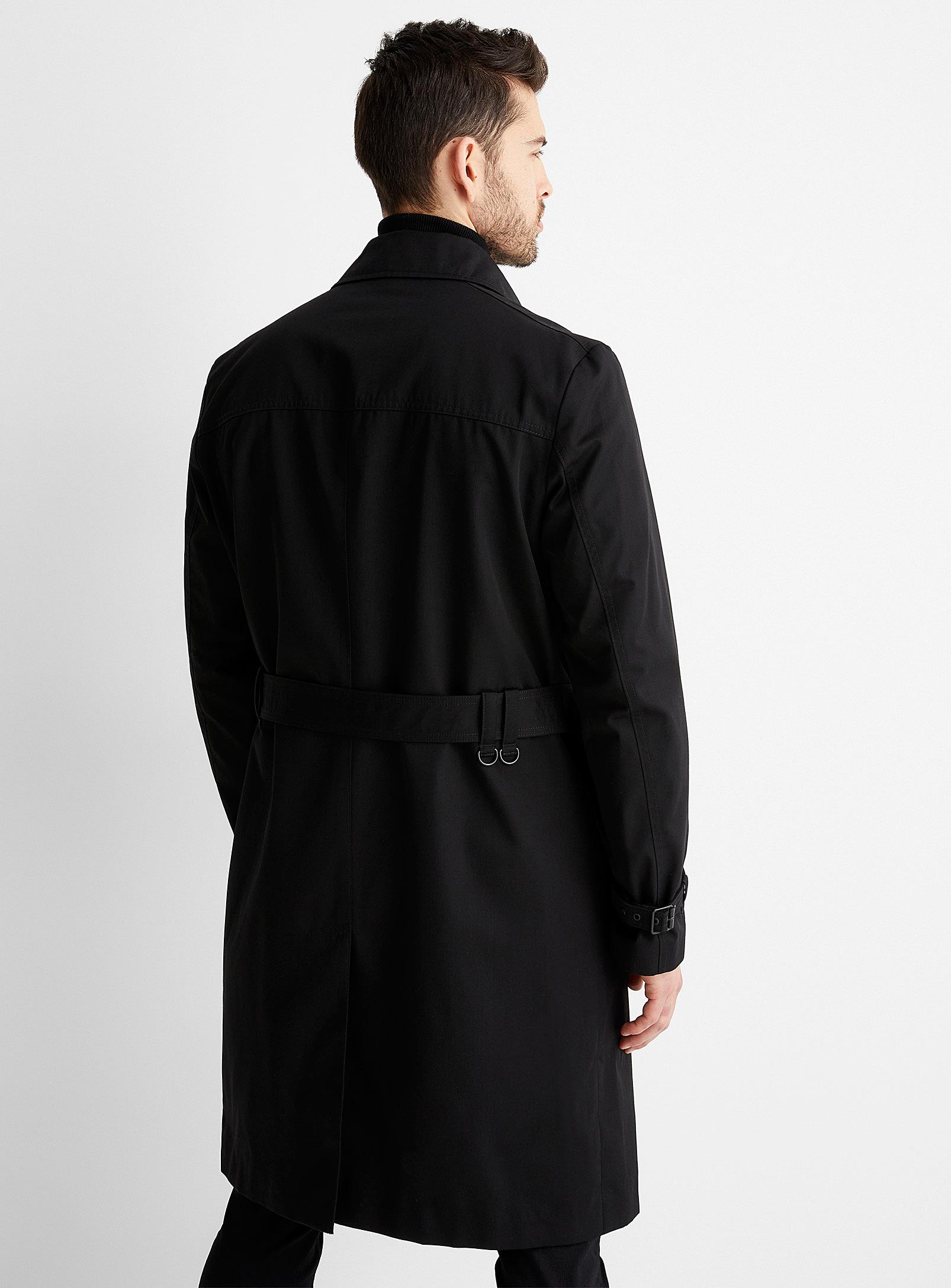 HUGO Maluks Belted Trench Coat in Black for Men | Lyst