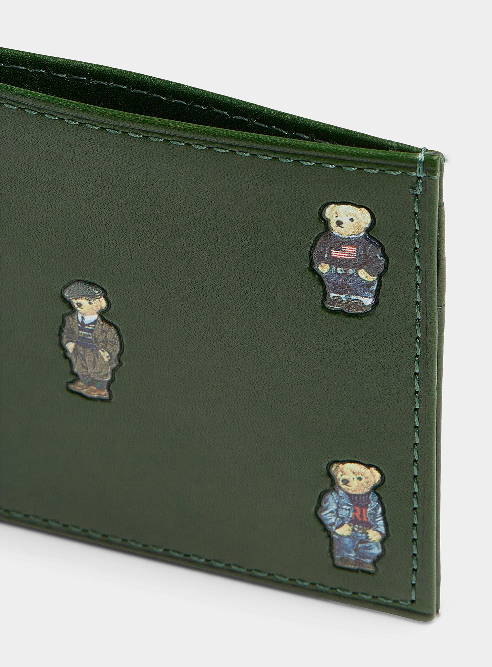 Polo Ralph Lauren Little Bear Leather Card Holder in Green for Men | Lyst