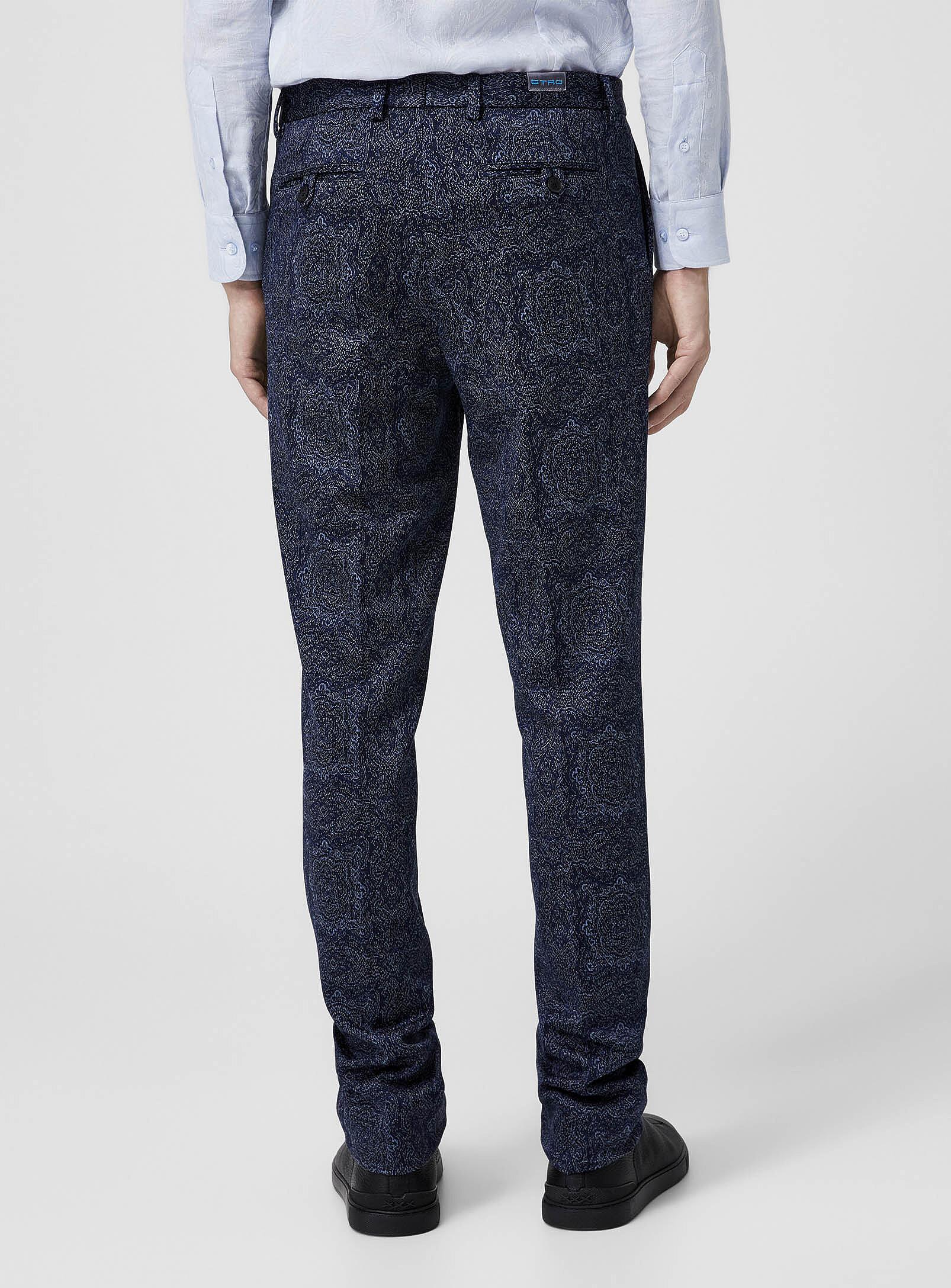 パンツ Etro Trousers Blue ETRO paisley-jacquard slim-cut Trousers | Blue | FARFETCH