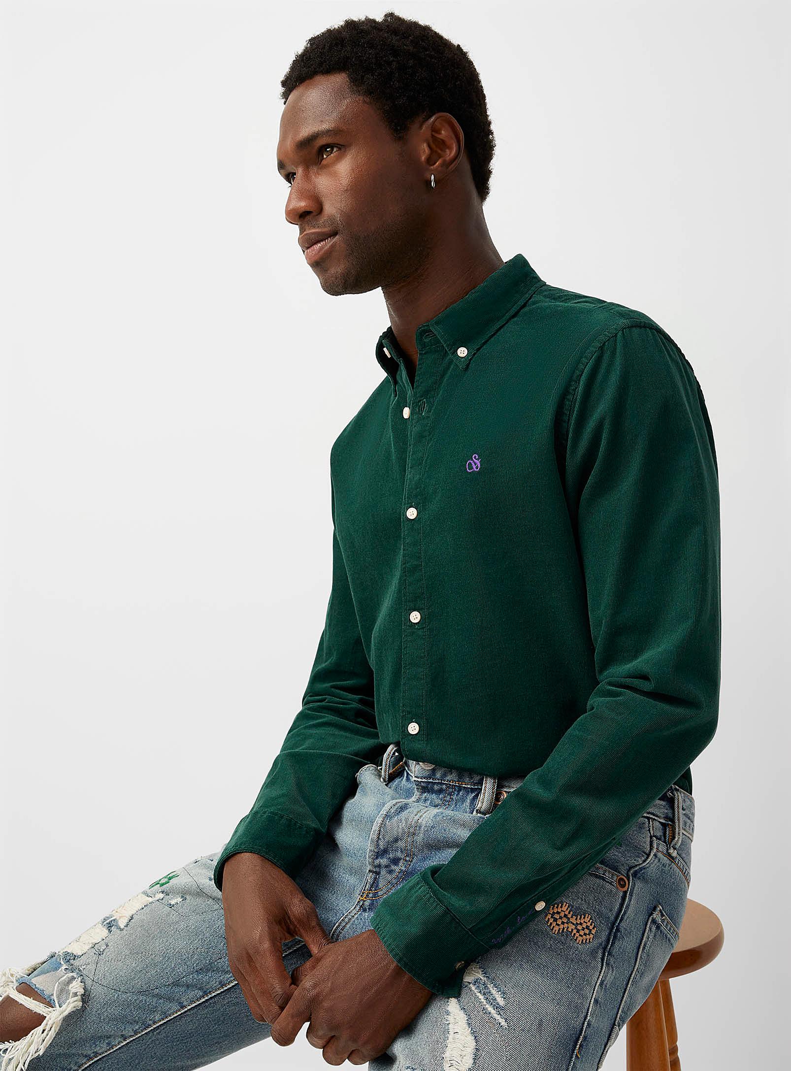 Scotch & Soda Micro Corduroy Shirt Slim Fit in Green for Men | Lyst