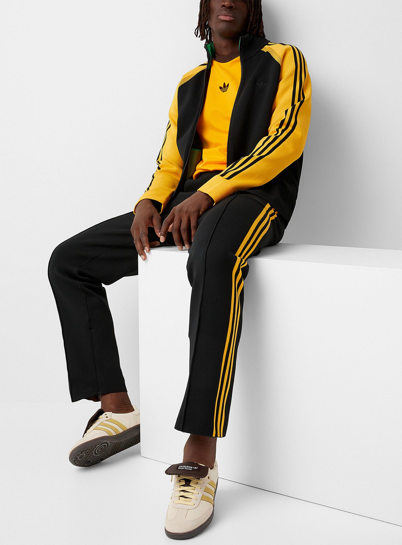 adidas Yellow Stripes Knit Track Pant in Black for Men Lyst