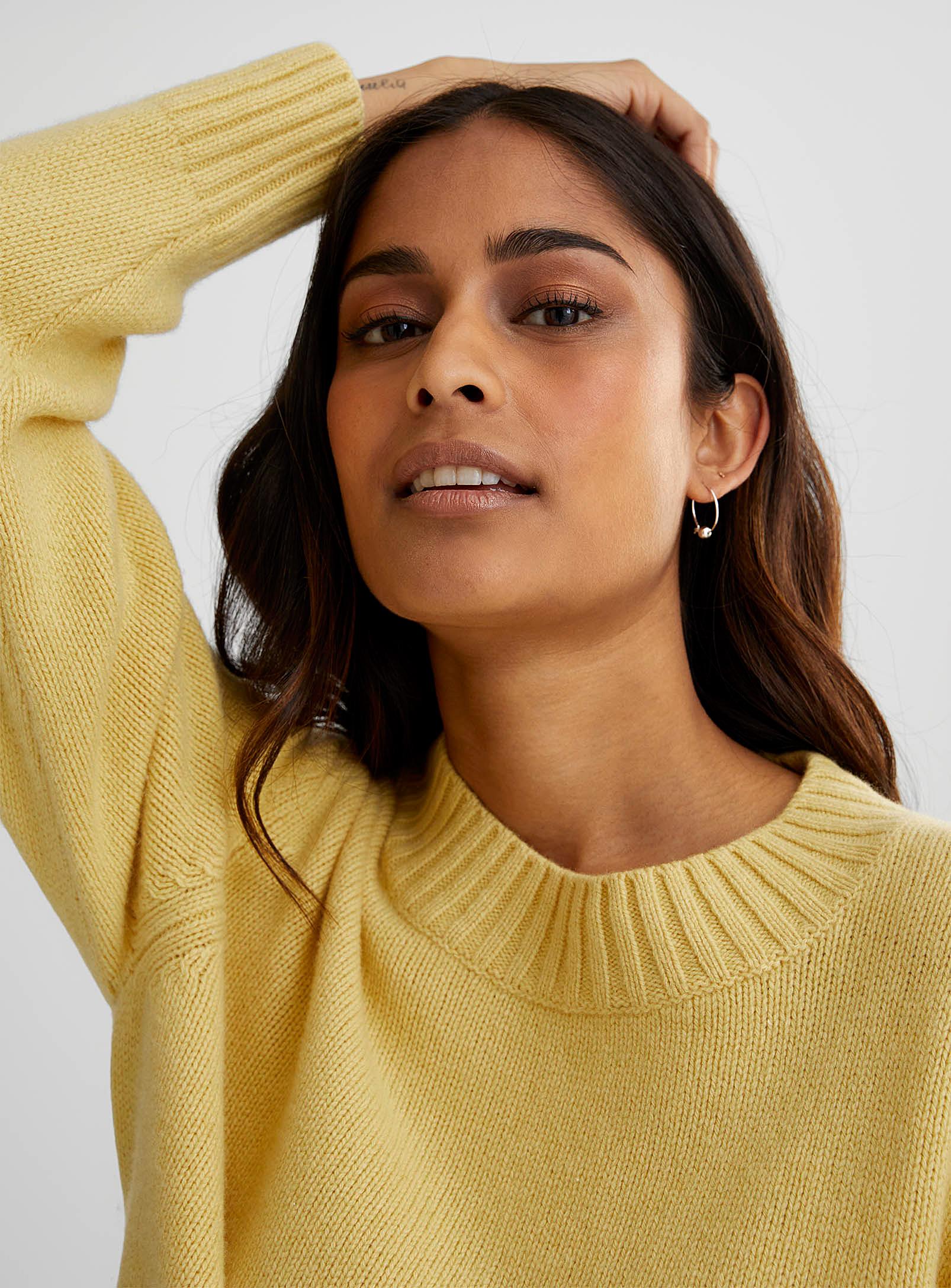 Outerknown Archer Recycled Cashmere Sweater in Yellow Lyst