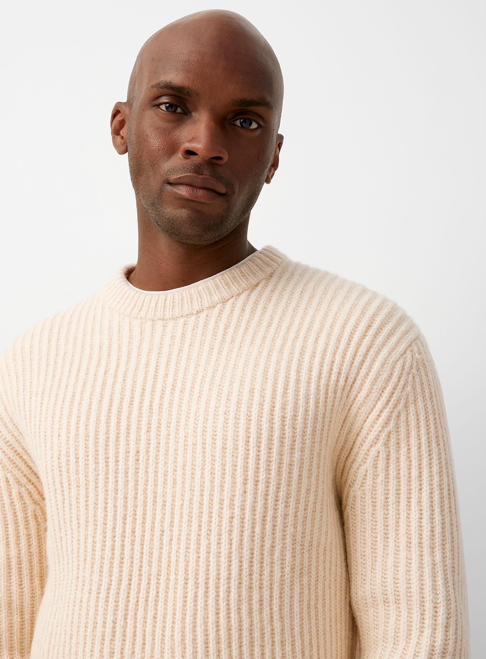 Le 31 Heathered Ribbed Knit Sweater in White for Men | Lyst