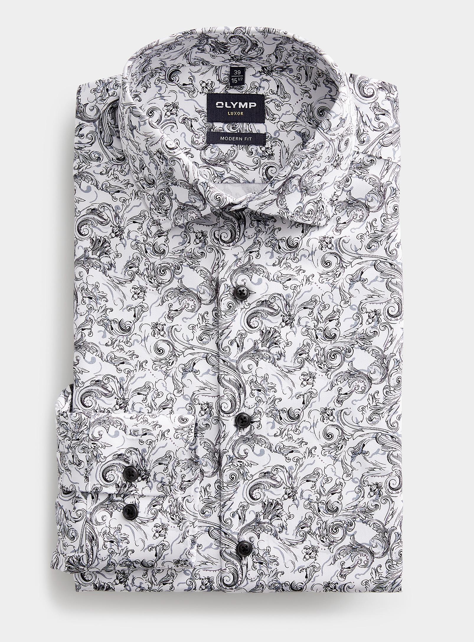 Olymp Baroque Paisley Shirt Comfort Fit in Gray for Men | Lyst