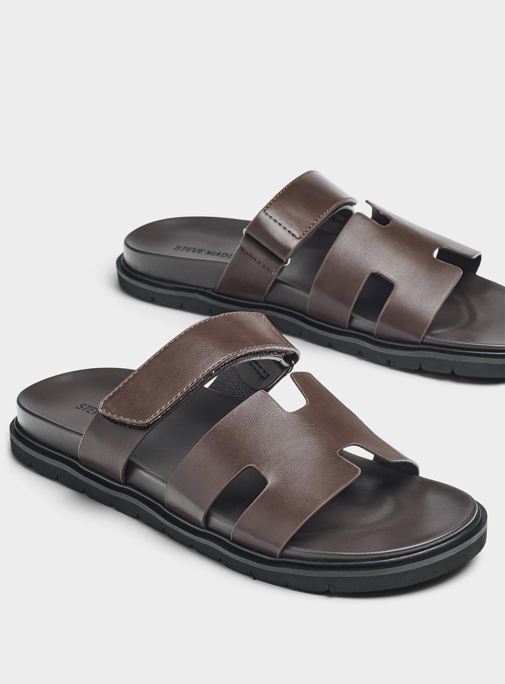 STEVE MADDEN ブラウン スライドサンダル メンズ本革】Steve Madden MAIVEN人気スライドサンダル (Steve