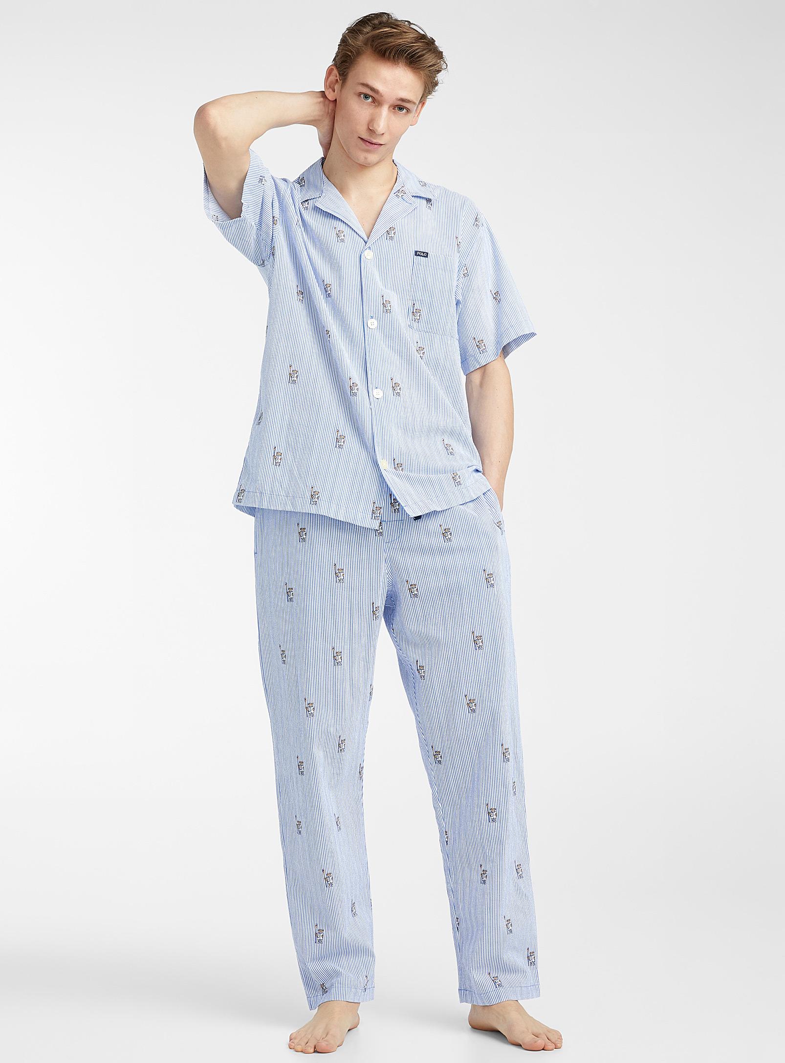 Polo Ralph Lauren Cotton Sailor Teddy Bear Striped Pyjama Pant in Baby Blue (Blue) for Men - Lyst