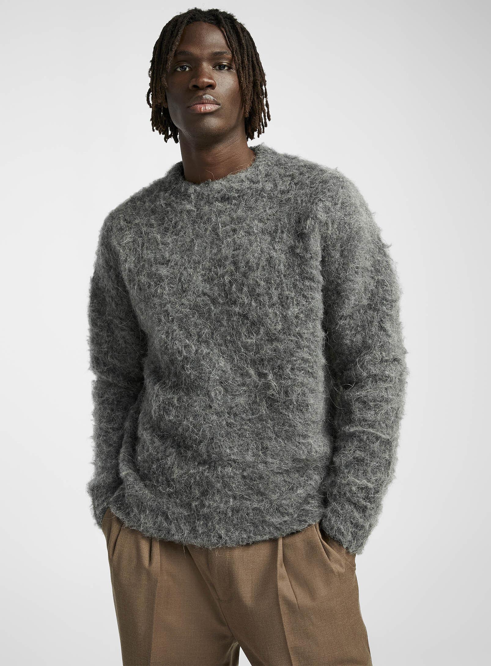 Le 31 Fuzzy Knit Sweater in Gray for Men Lyst