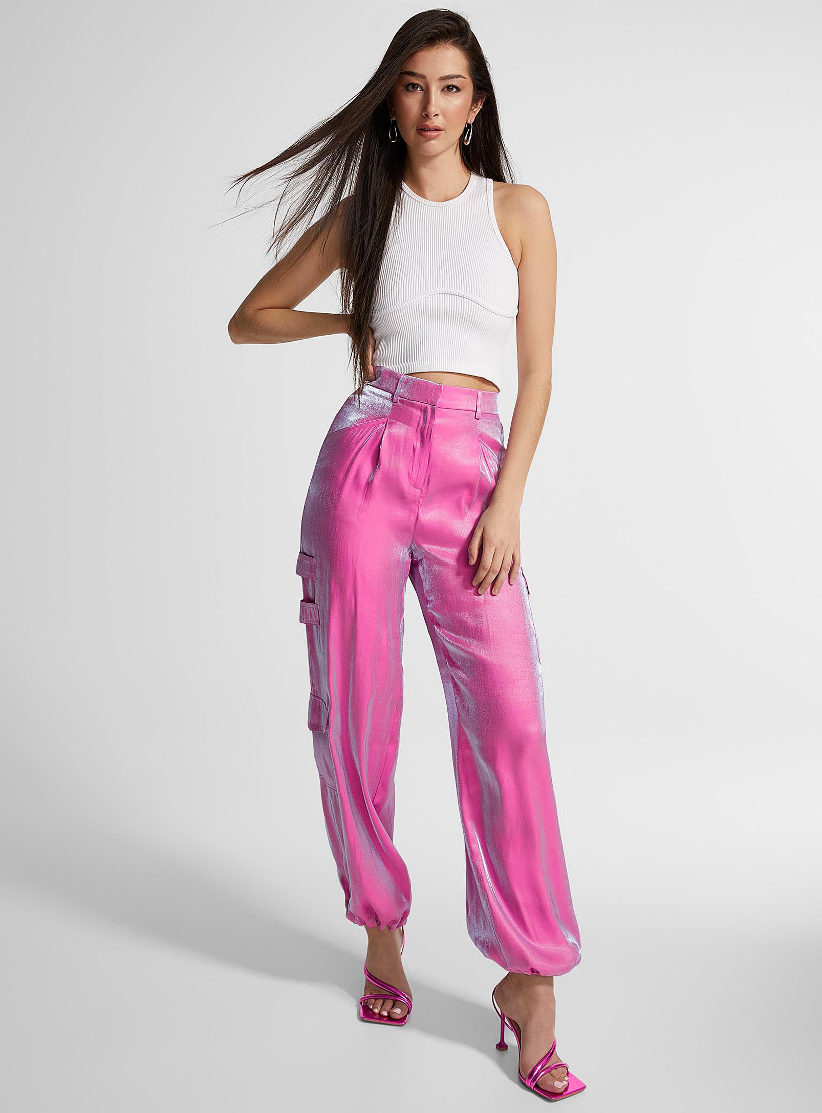 Pink satin deals cargo trousers