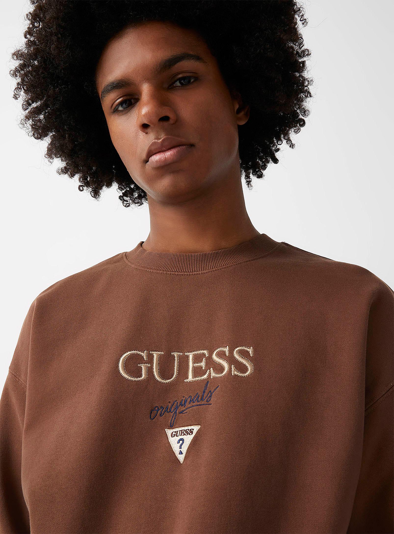 Guess Original Logo Sweatshirt in Brown for Men | Lyst