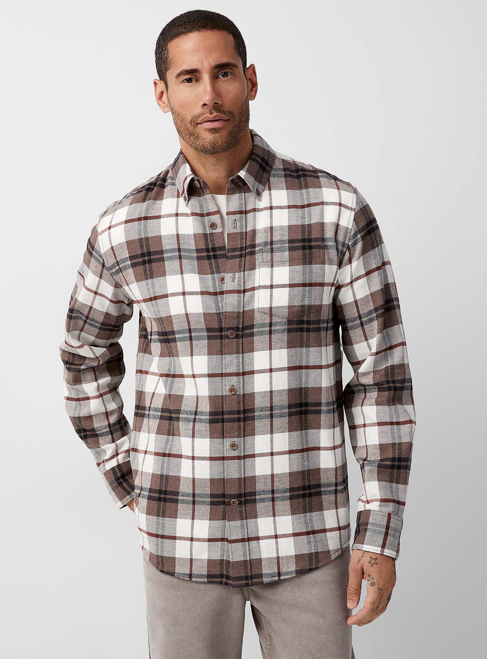 Le 31 Check Flannel Shirt Modern Fit in Natural for Men | Lyst