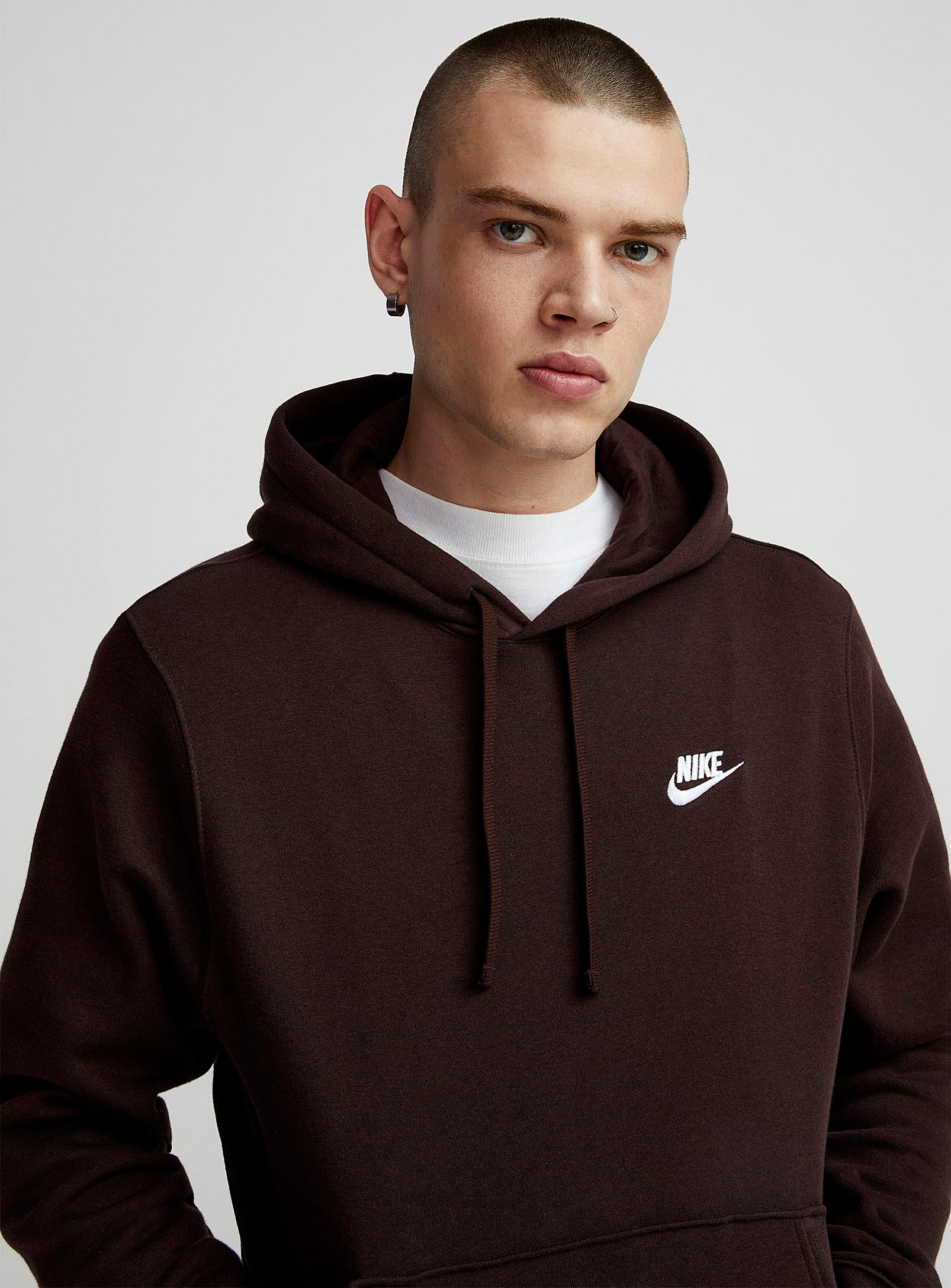 Nike Embroidered Logo Fleece Hoodie in Brown for Men | Lyst
