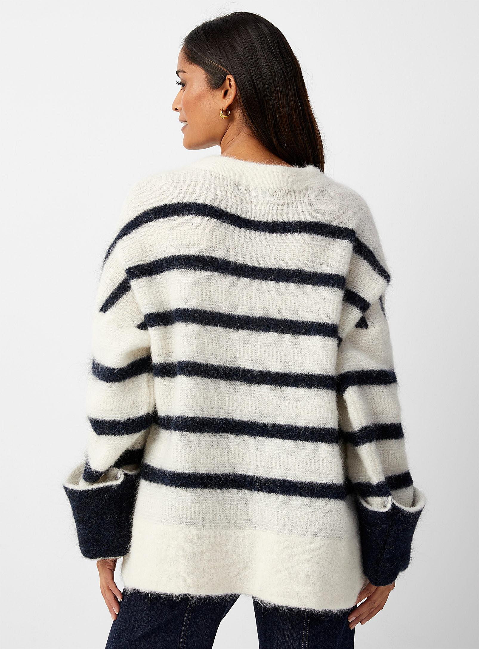 Contemporaine Plush Oversized Striped Sweater in White | Lyst Canada
